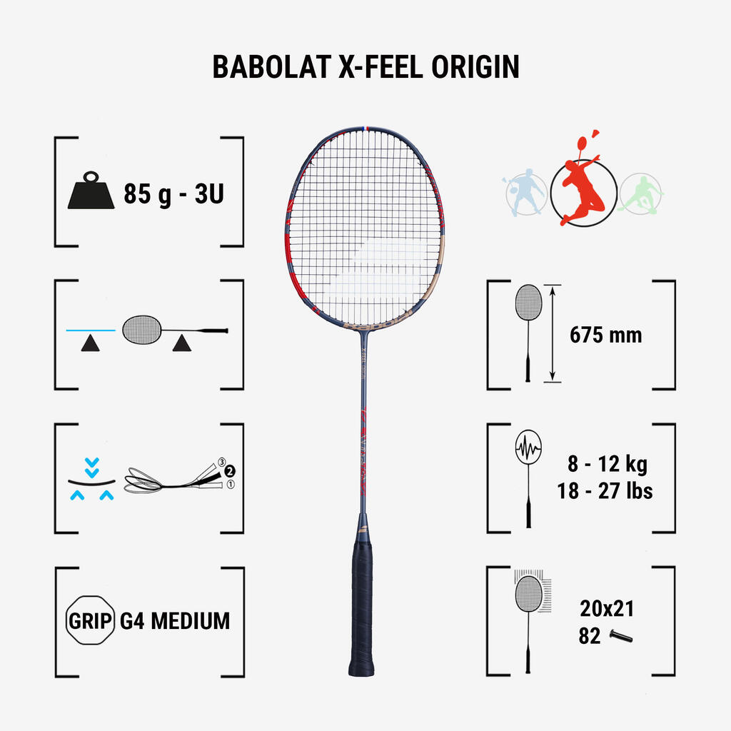 Badmintona rakete “X-Feel Origin”, melna, sarkana