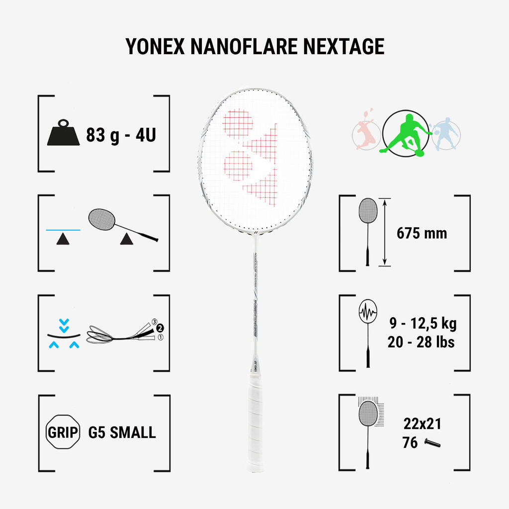 Bedmintonová raketa Yonex Nanoflare Nextage biela