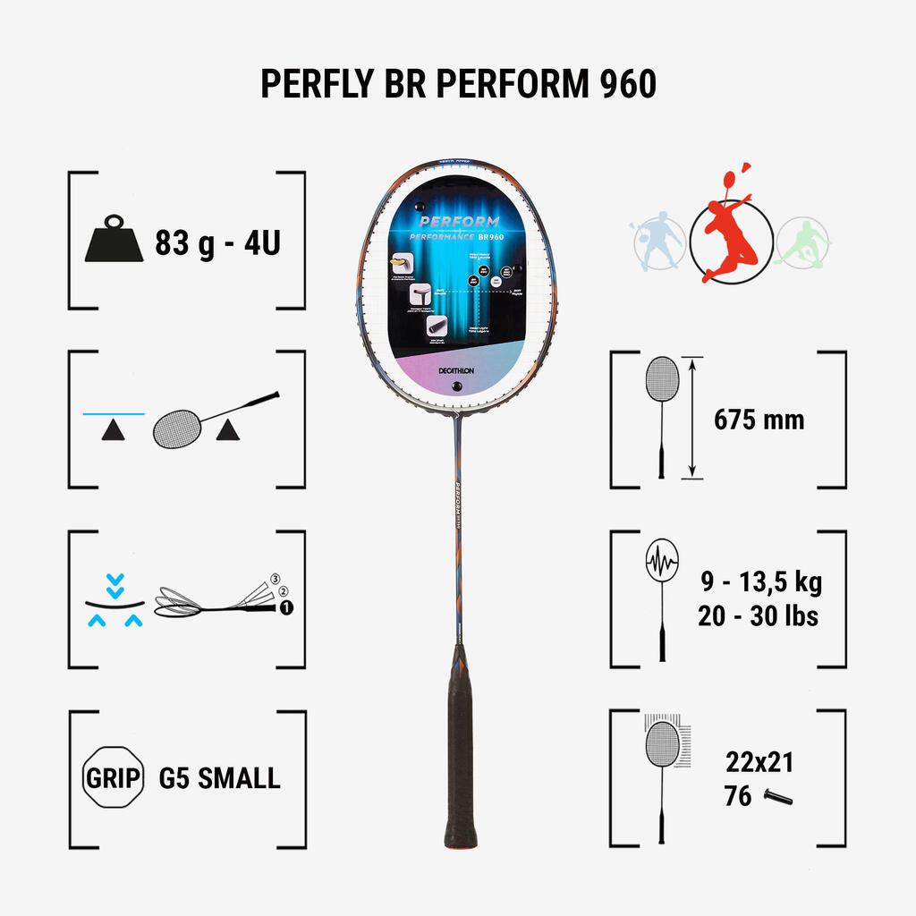 Teget reket za badminton BR PERFORM 960 za odrasle