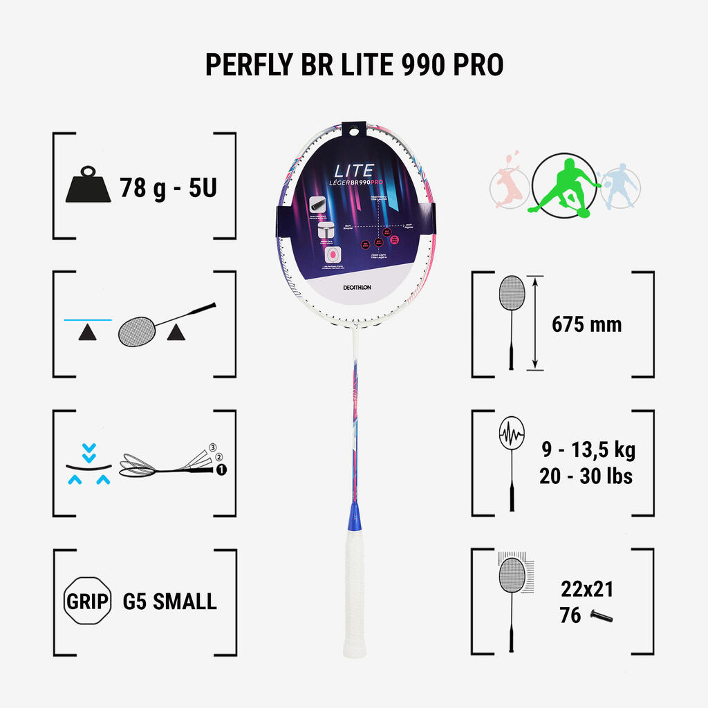 Suaugusiųjų badmintono raketė „BR Lite 990 Pro“, purpurinė