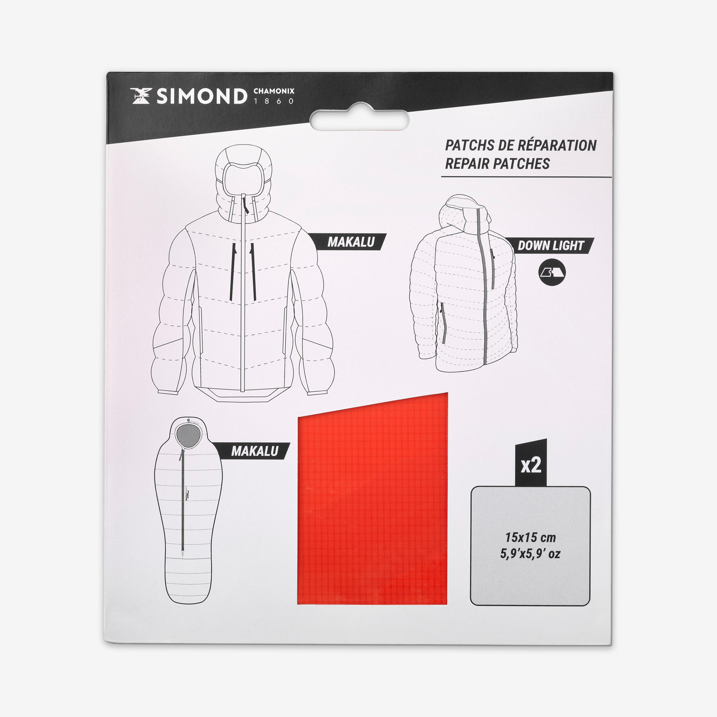SIMOND Reparaturpatch Daunenbekleidung und Schlafsack Bergsteigen rot 