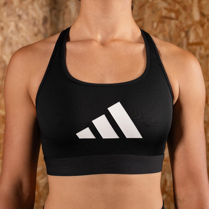 Sportbeha bedrukt met logo Adidas voor dames - zwart