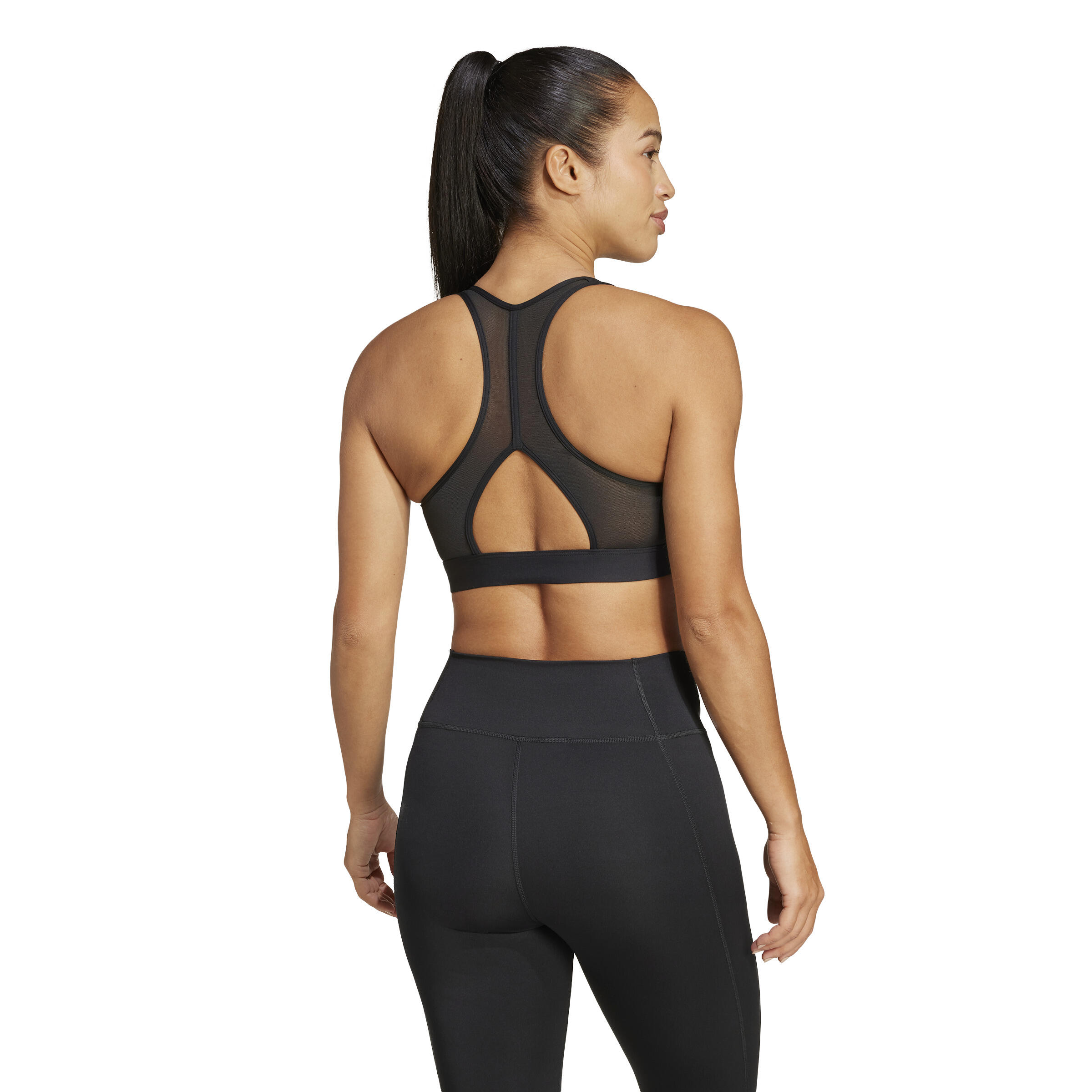 Reggiseno sportivo ADIDAS donna traspirante sostegno medio nero 4/8