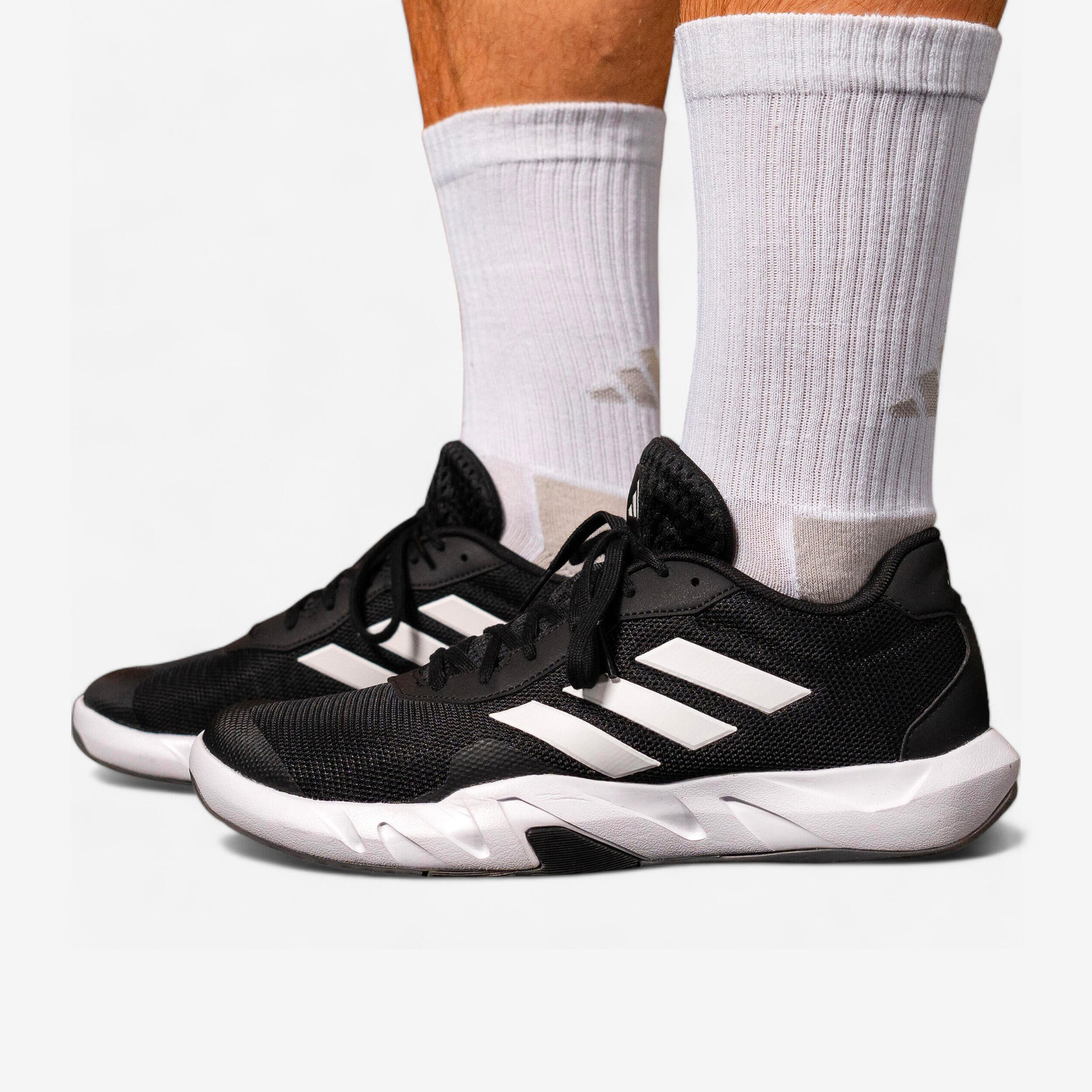 Set 3 perechi șosete lungi Adidas benzi Alb