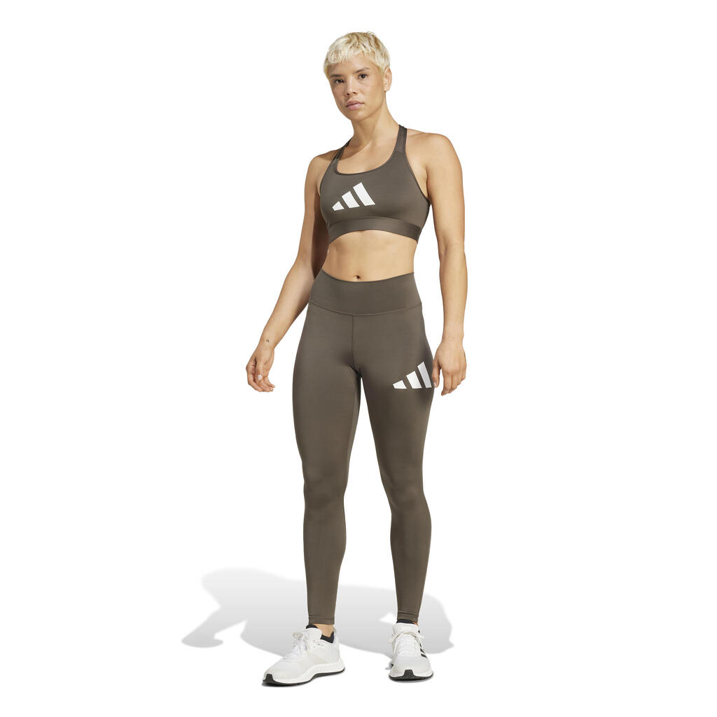 ADIDAS Sportleggings Damen Logo-Print - grün