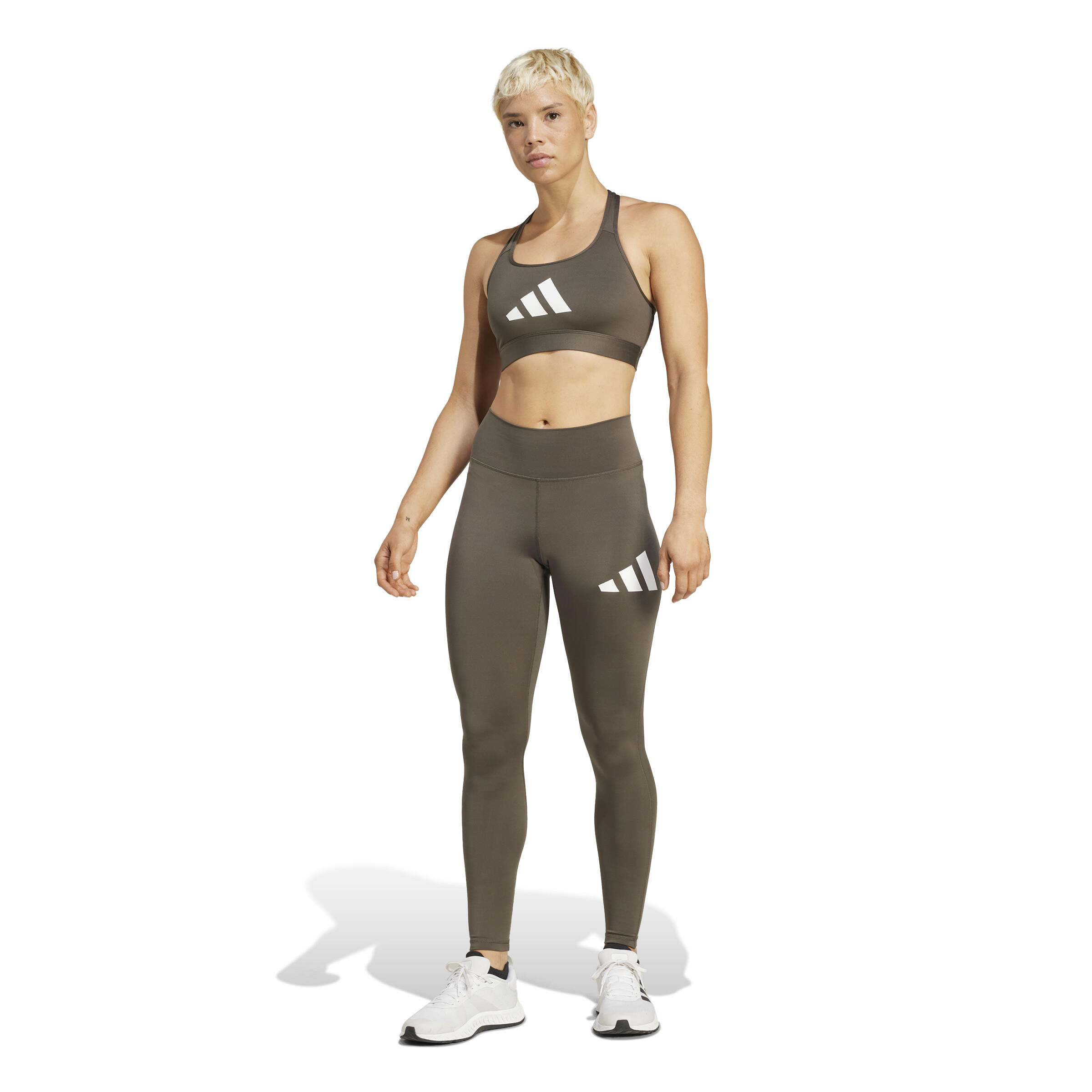 DECATHLON Dámske legíny s potlačou loga ADIDAS zelené XS