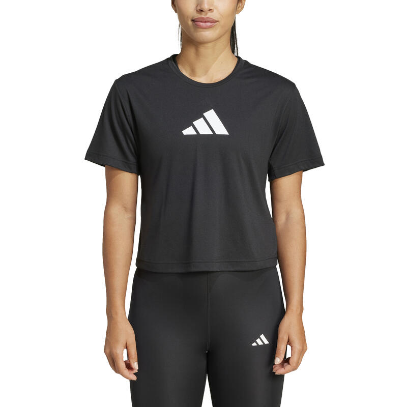 ADIDAS T-Shirt Damen Logo-Print - schwarz