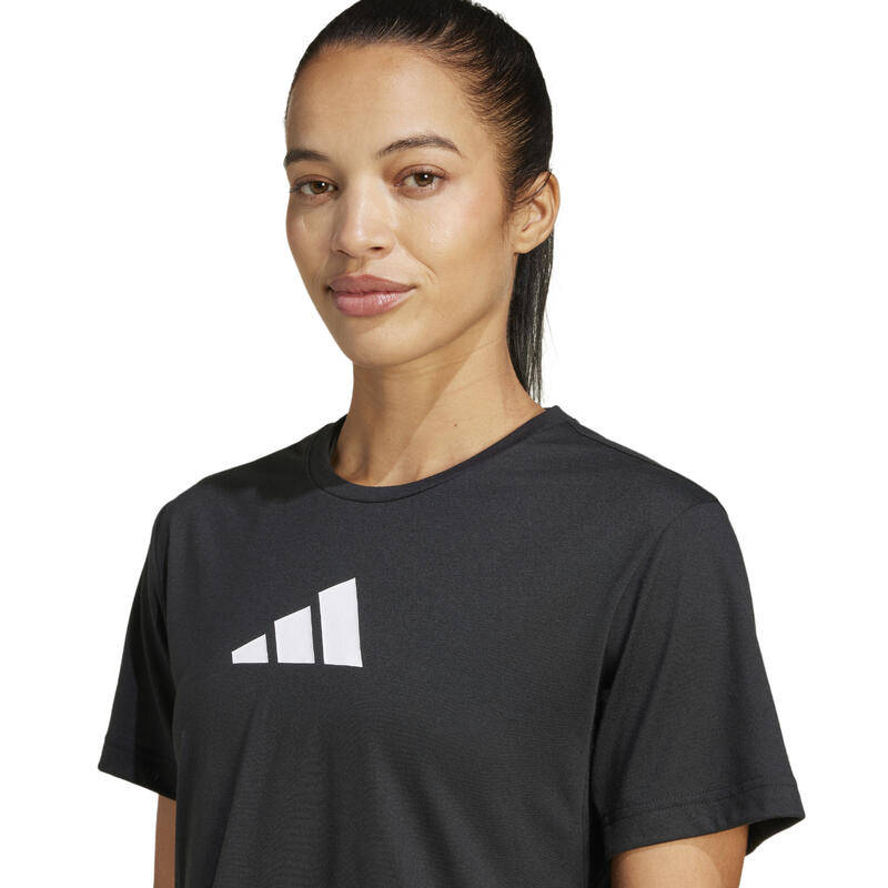 ADIDAS T-Shirt Damen Logo-Print - schwarz