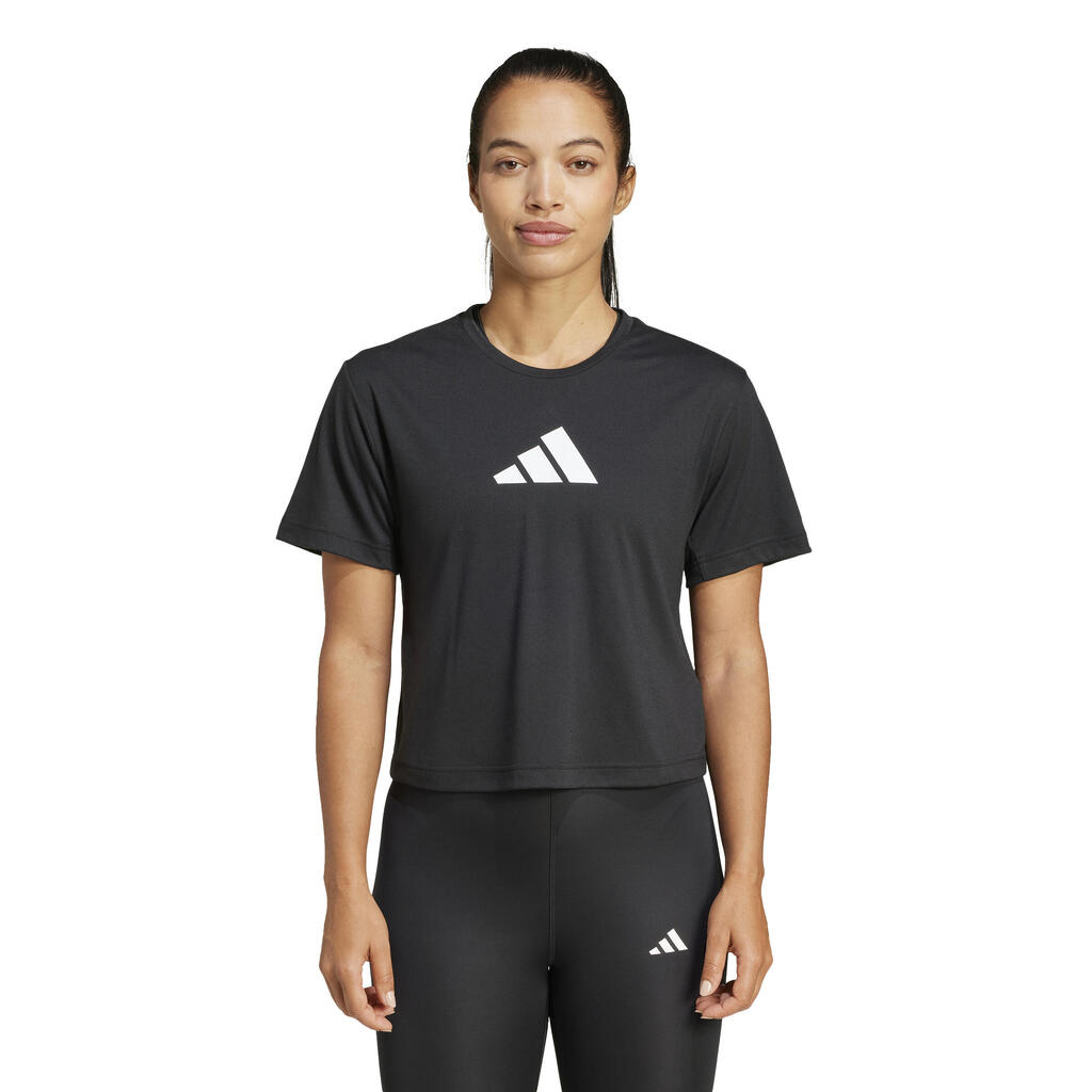 ADIDAS T-Shirt Damen Logo-Print - grün