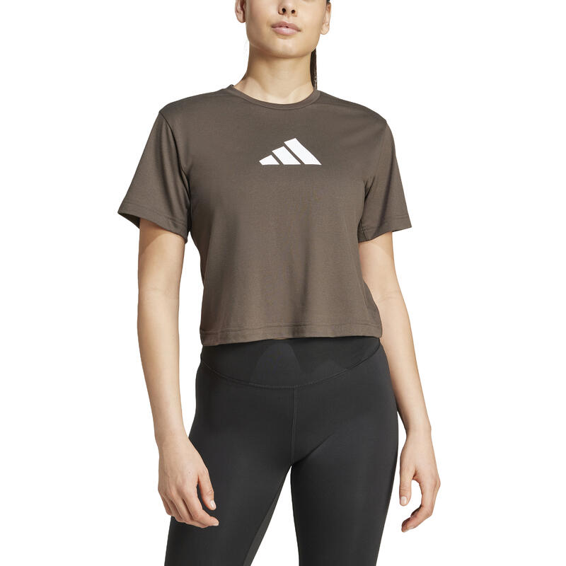 ADIDAS T-Shirt Damen Logo-Print - grün