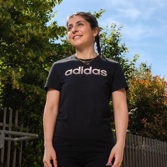 T-shirt nera ADIDAS donna palestra regular fit cotone