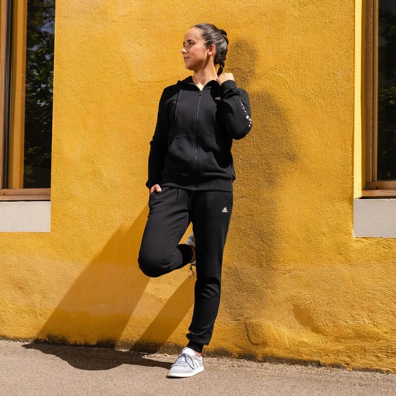 Hanorac cu fermoar și glugă fitness Negru Damă