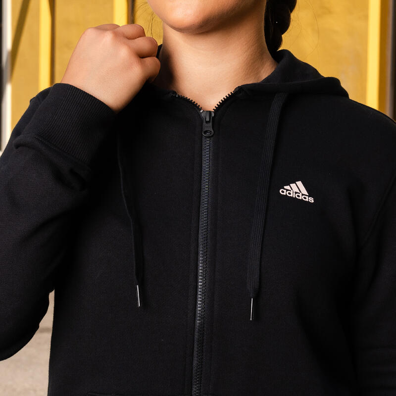 Sudadera Adidas Mujer Negro Estampado Cremallera