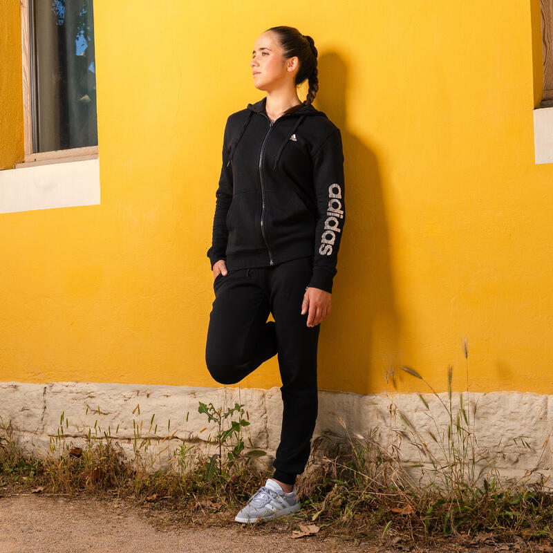 Sweat zippé imprimé Adidas femme - noir