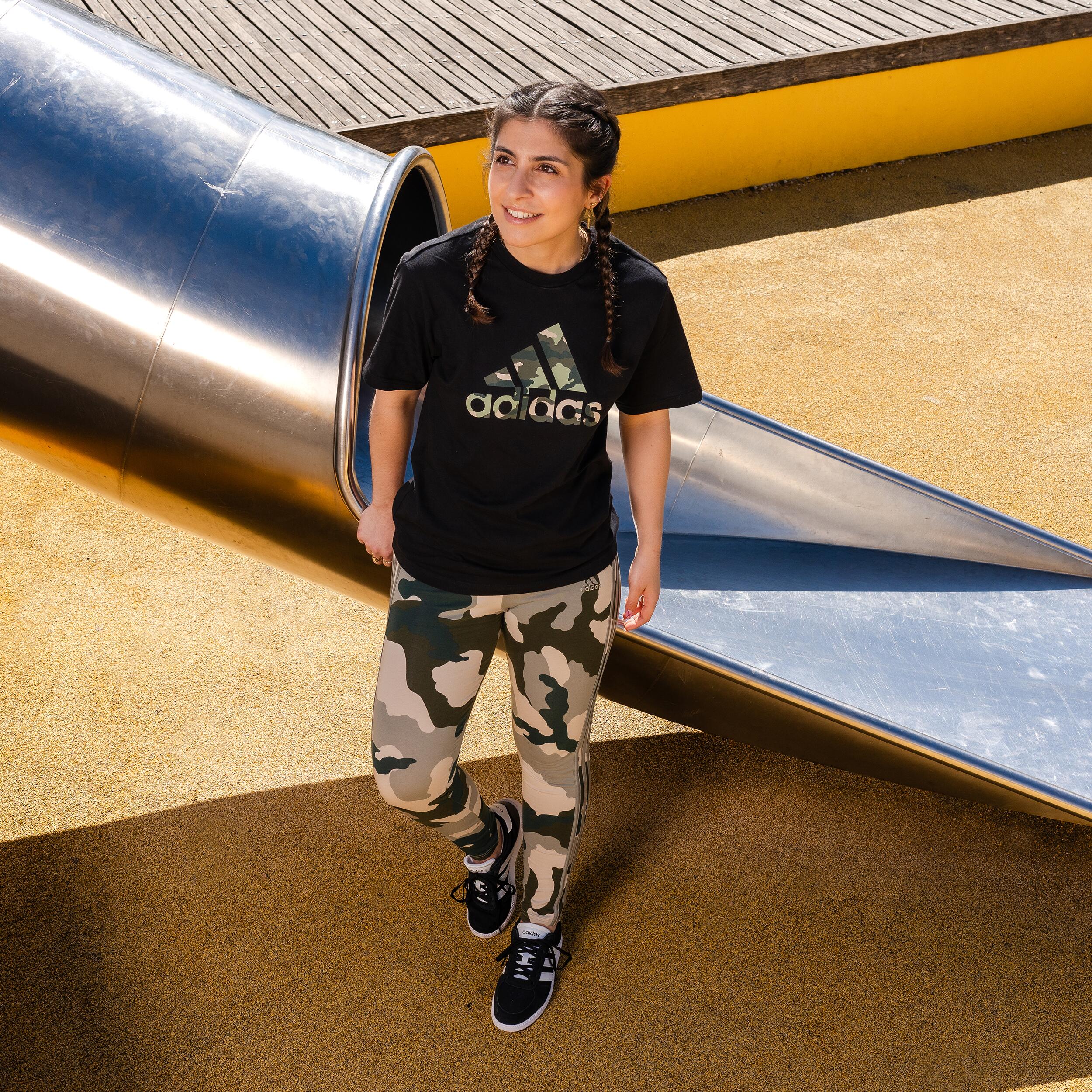 T-shirt imprimé logo Adidas camouflage femme - noir 7/10