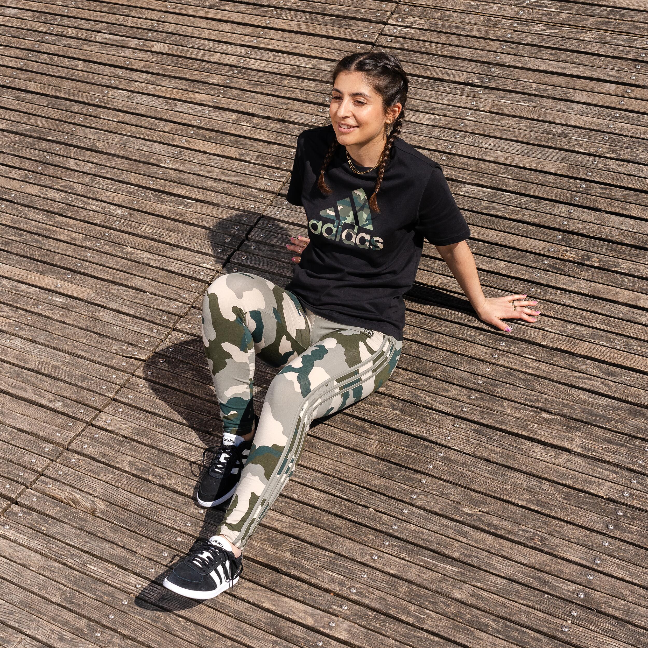 ADIDAS Leggings Damen 3 Streifen schwarz camouflage ADIDAS DECATHLON