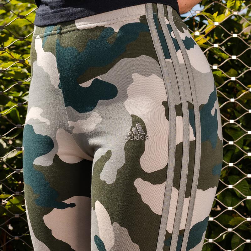 Legging imprimé 3 bandes Adidas femme - noir et camouflage