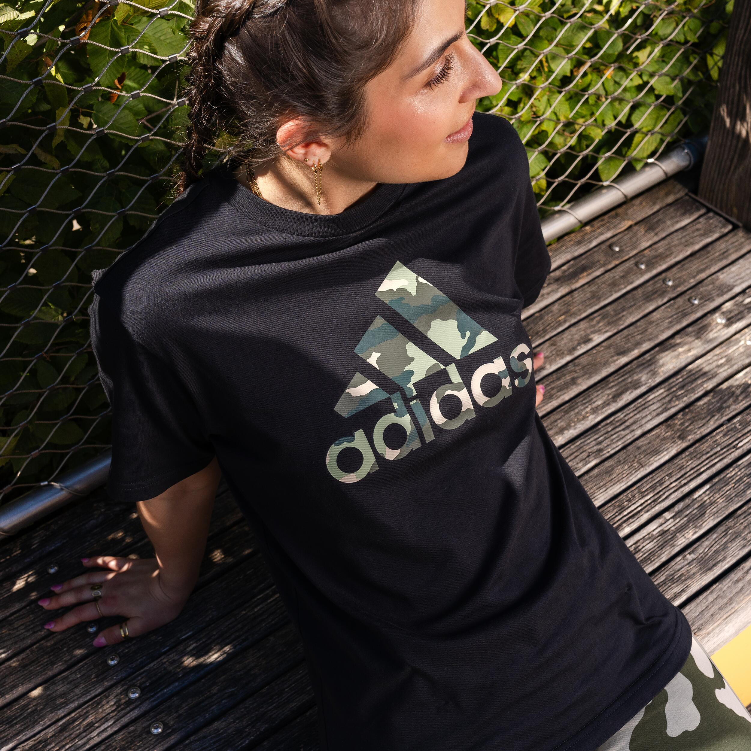 T-shirt imprimé logo Adidas camouflage femme - noir 8/10
