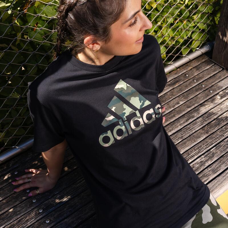 ADIDAS T-Shirt Damen Logo ‒ Camouflage schwarz 