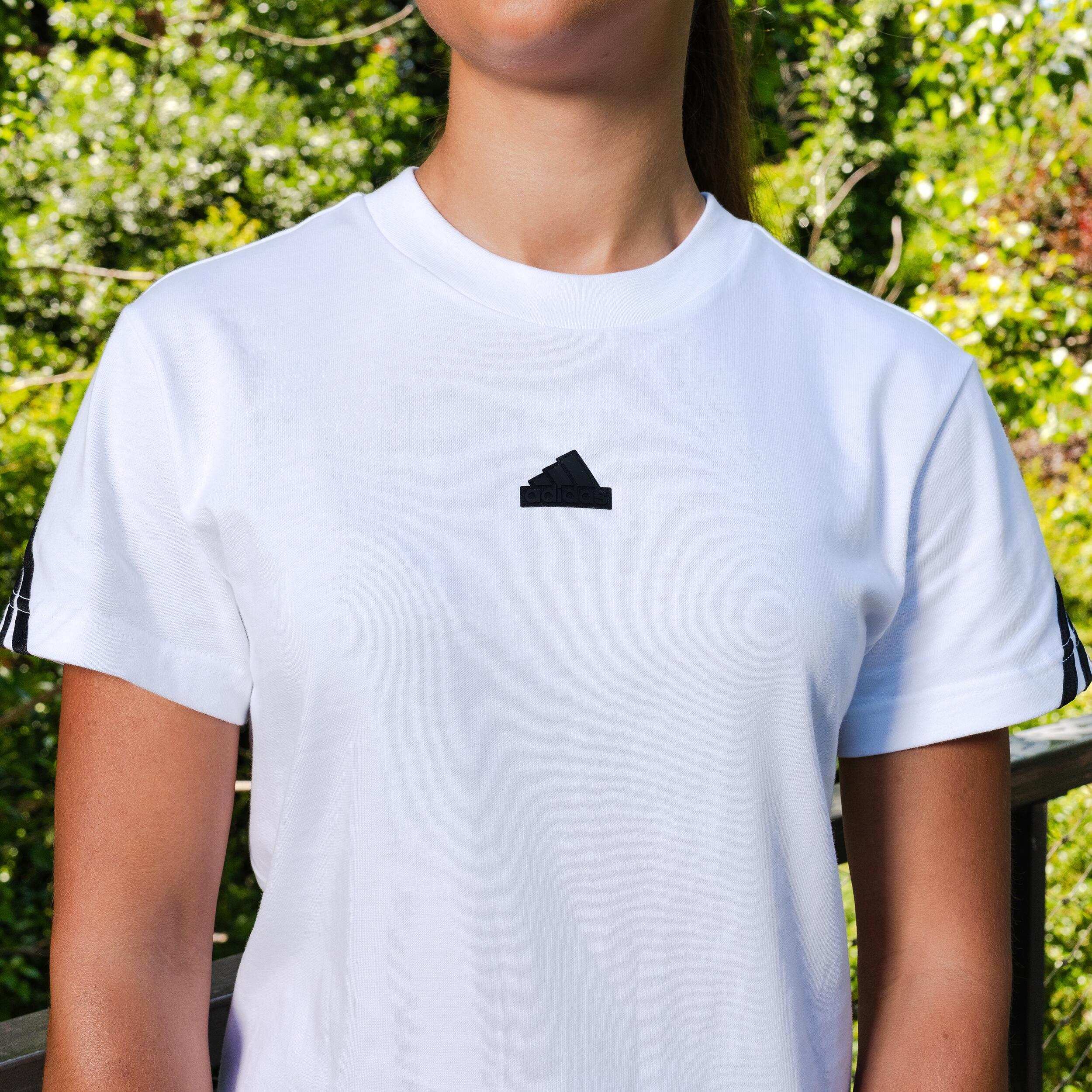 T-shirt imprimé 3 bandes Adidas femme - blanc 7/8