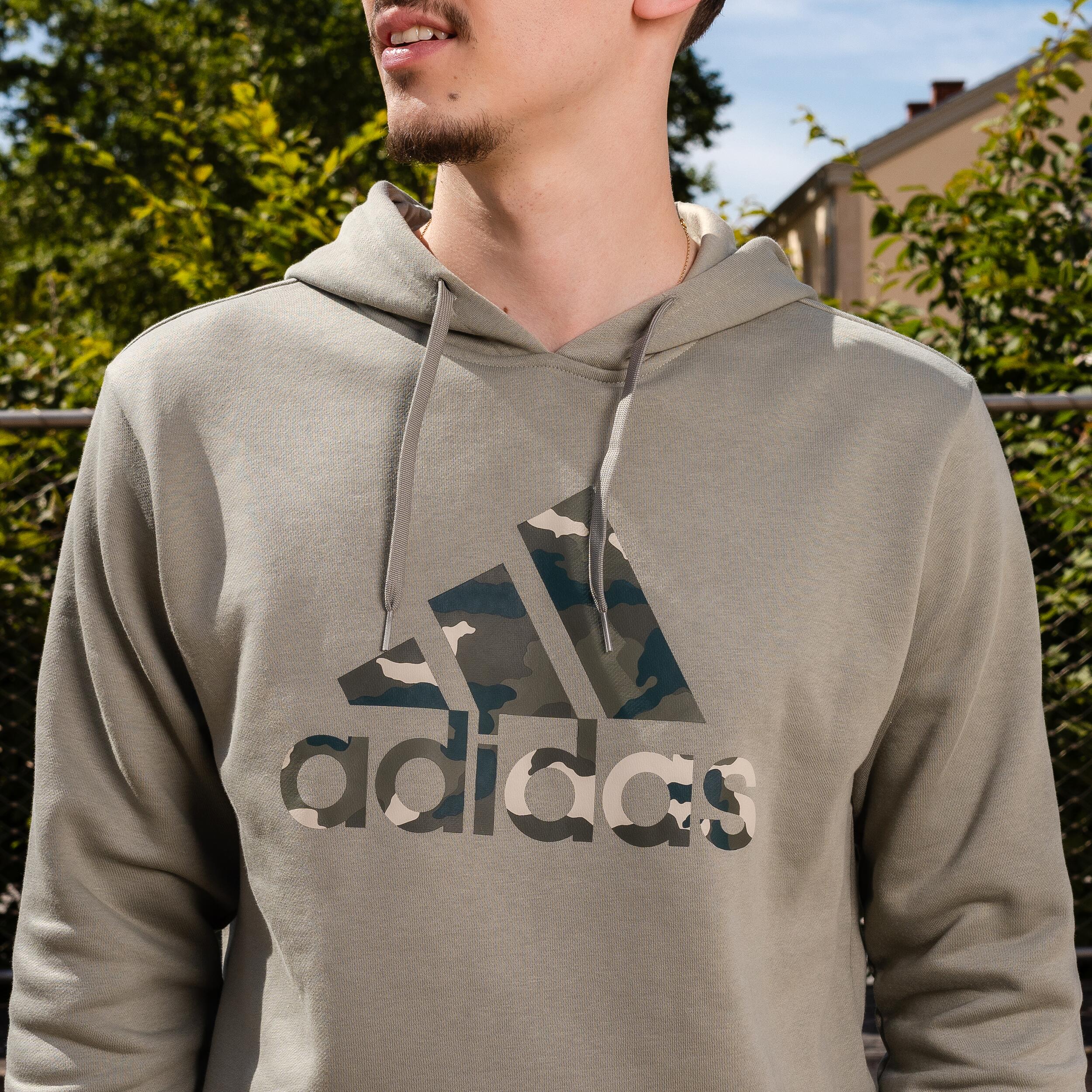 SWEAT-SHIRT A CAPUCHE CAMO DE FITNESS SOFT TRAINING ADIDAS HOMME GRIS ARGENT 8/10