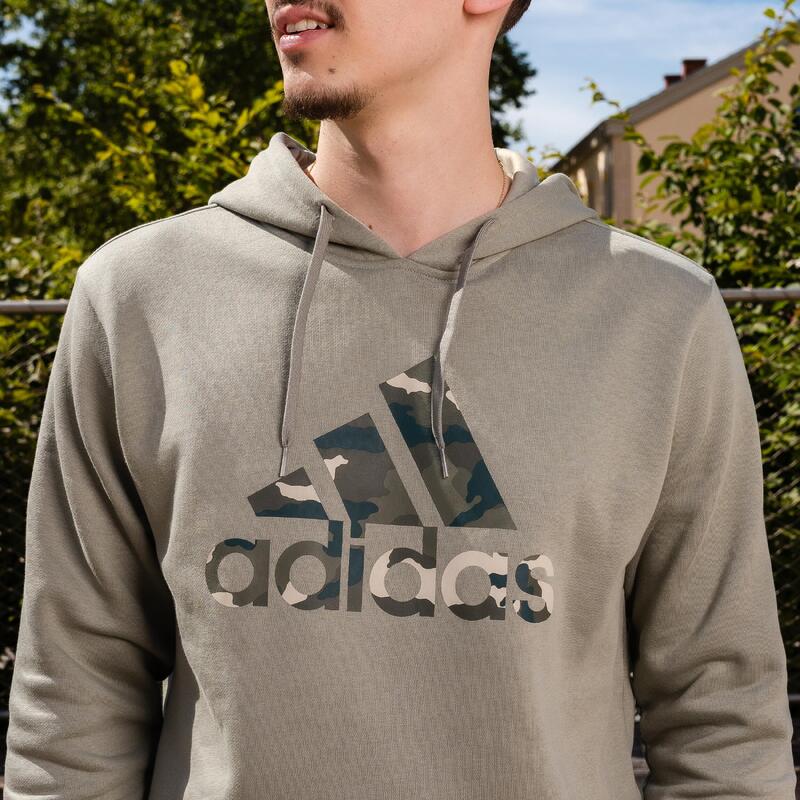 SWEAT-SHIRT A CAPUCHE CAMO DE FITNESS SOFT TRAINING ADIDAS HOMME GRIS ARGENT