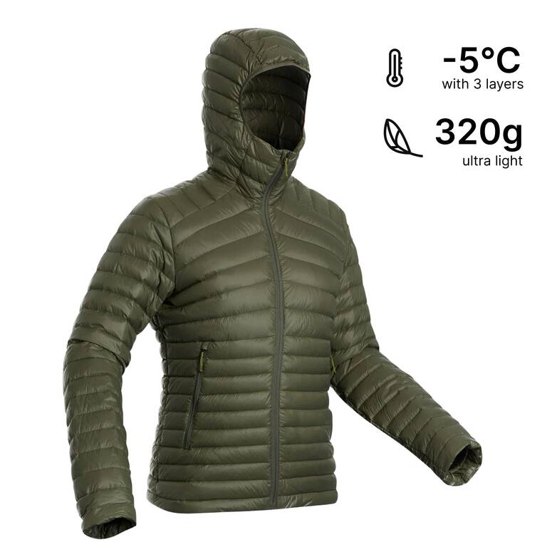 Men Puffer Down Jacket For Trekking MT100 -5°C  Khaki