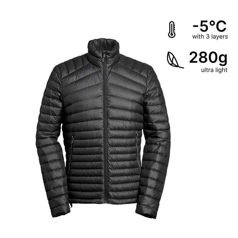 Men Mountain Trekking Down Jacket - MT100 -5°C Black