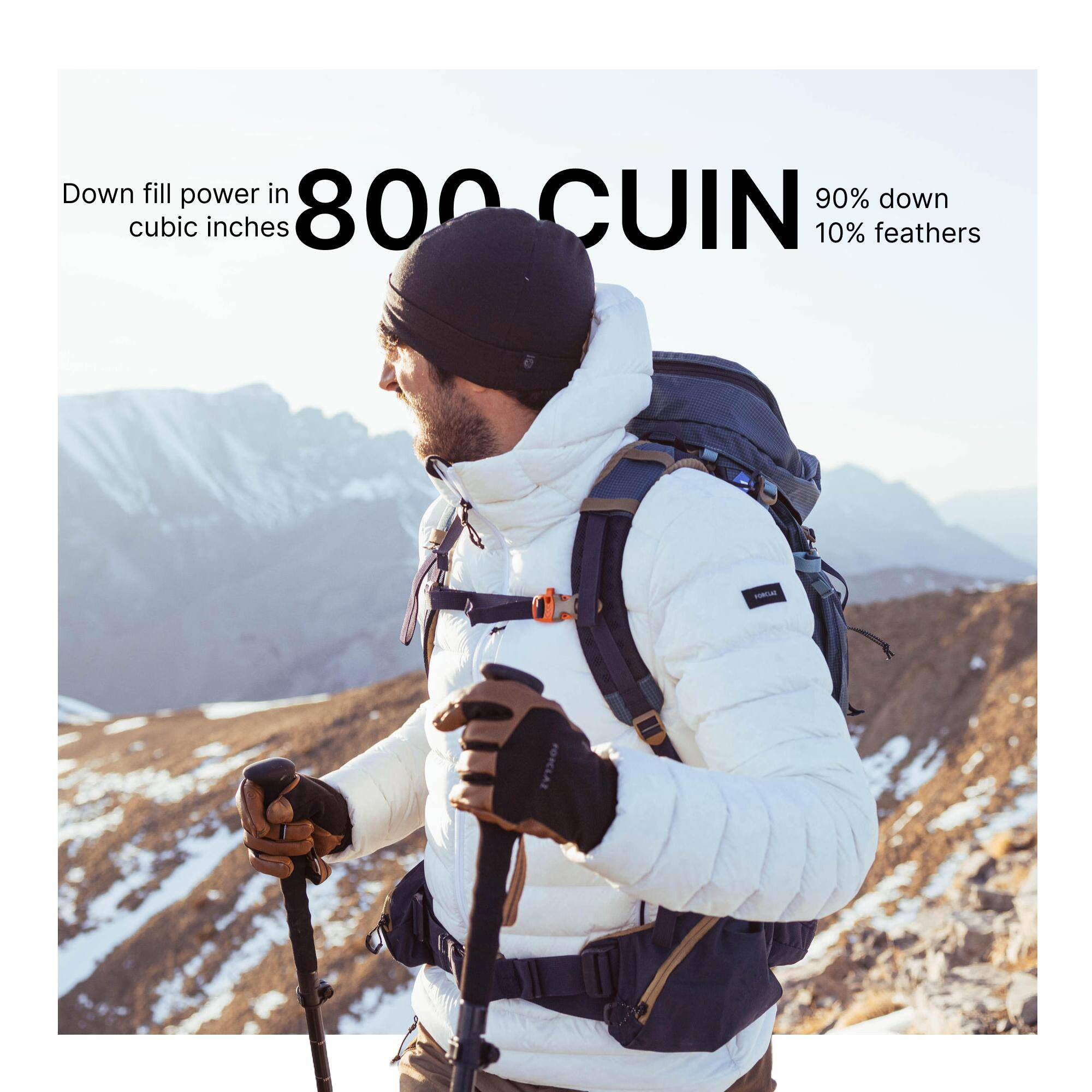 Men Puffer Down Jacket For Trekking.MT500 -10°C Greige -  3