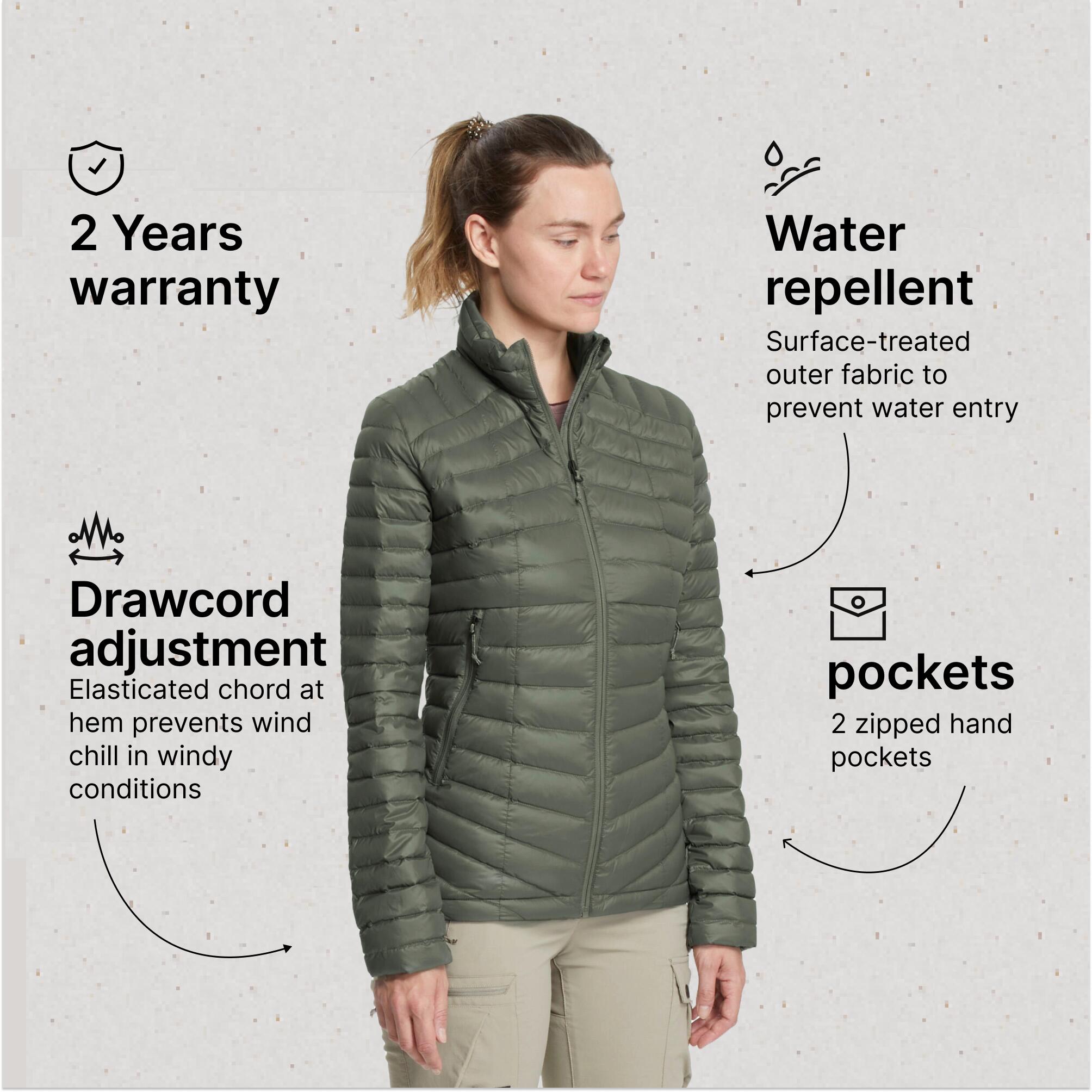 Women Trekking Down Jacket - MT100 -5°C Khaki