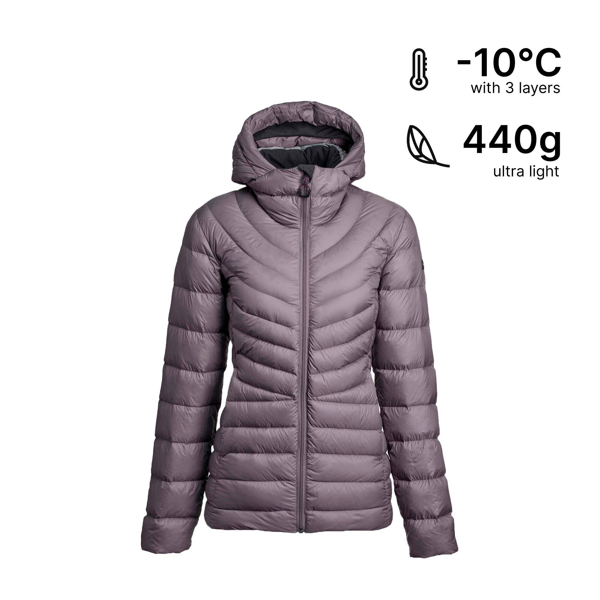 Women Trekking Down Jacket MT500 -10°C Plum -  3