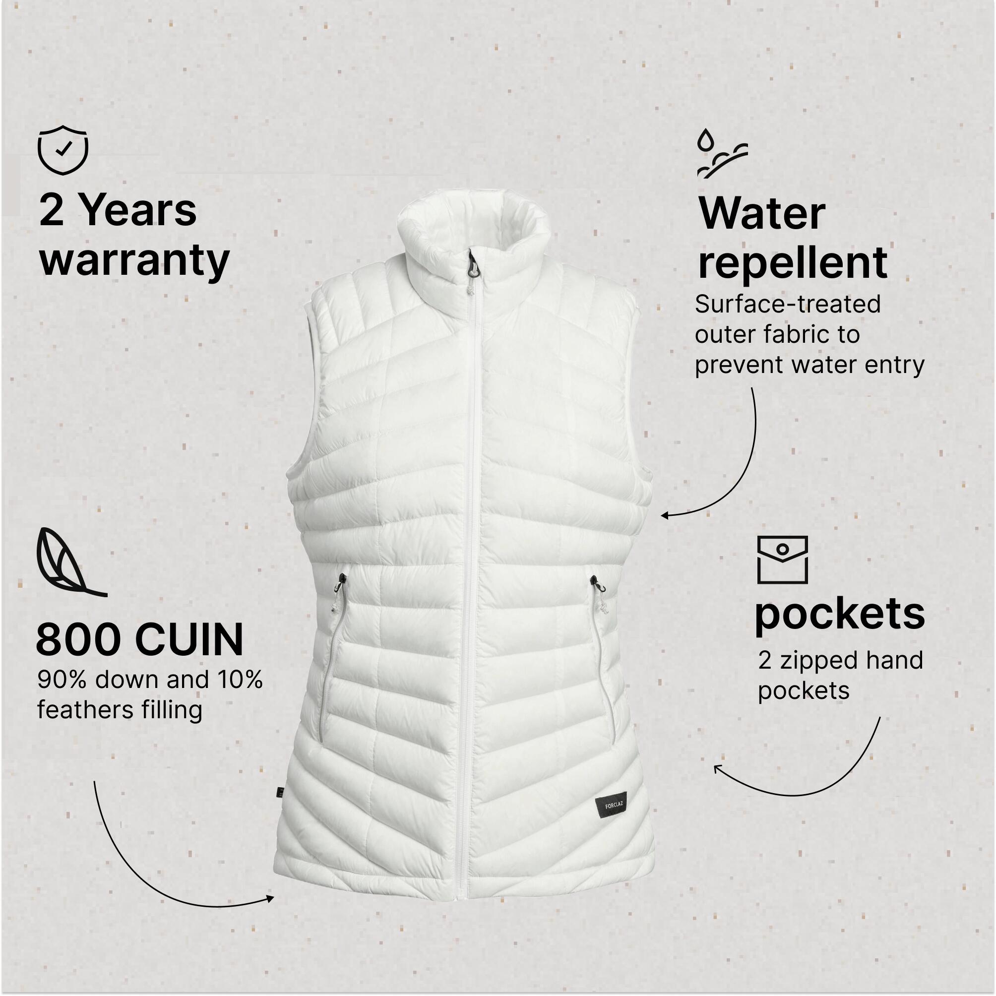 Women’s Mountain Trekking Sleeveless Down Vest - MT100 Greige