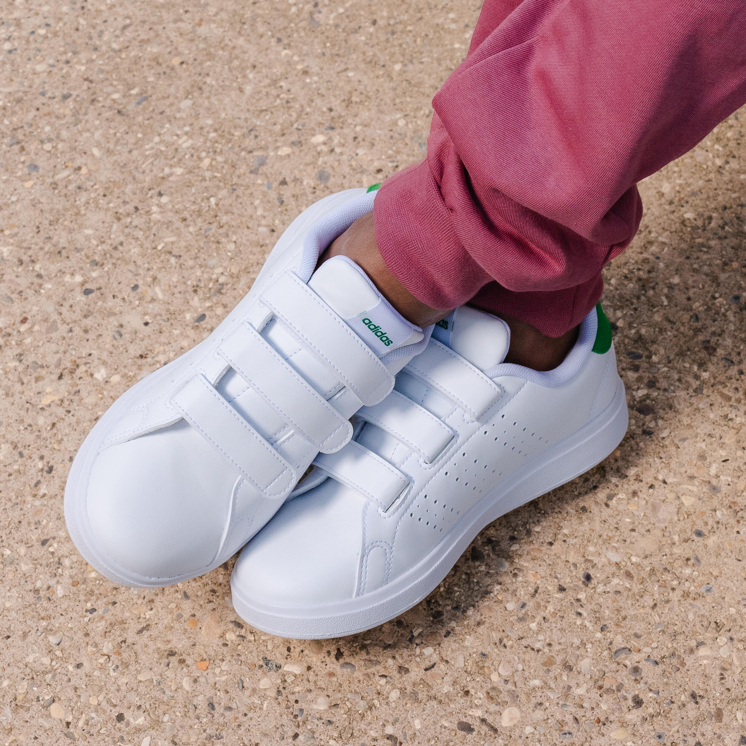 ADIDAS Turnschuhe Kinder Klettverschluss - Advantage weiss/grün  8/10