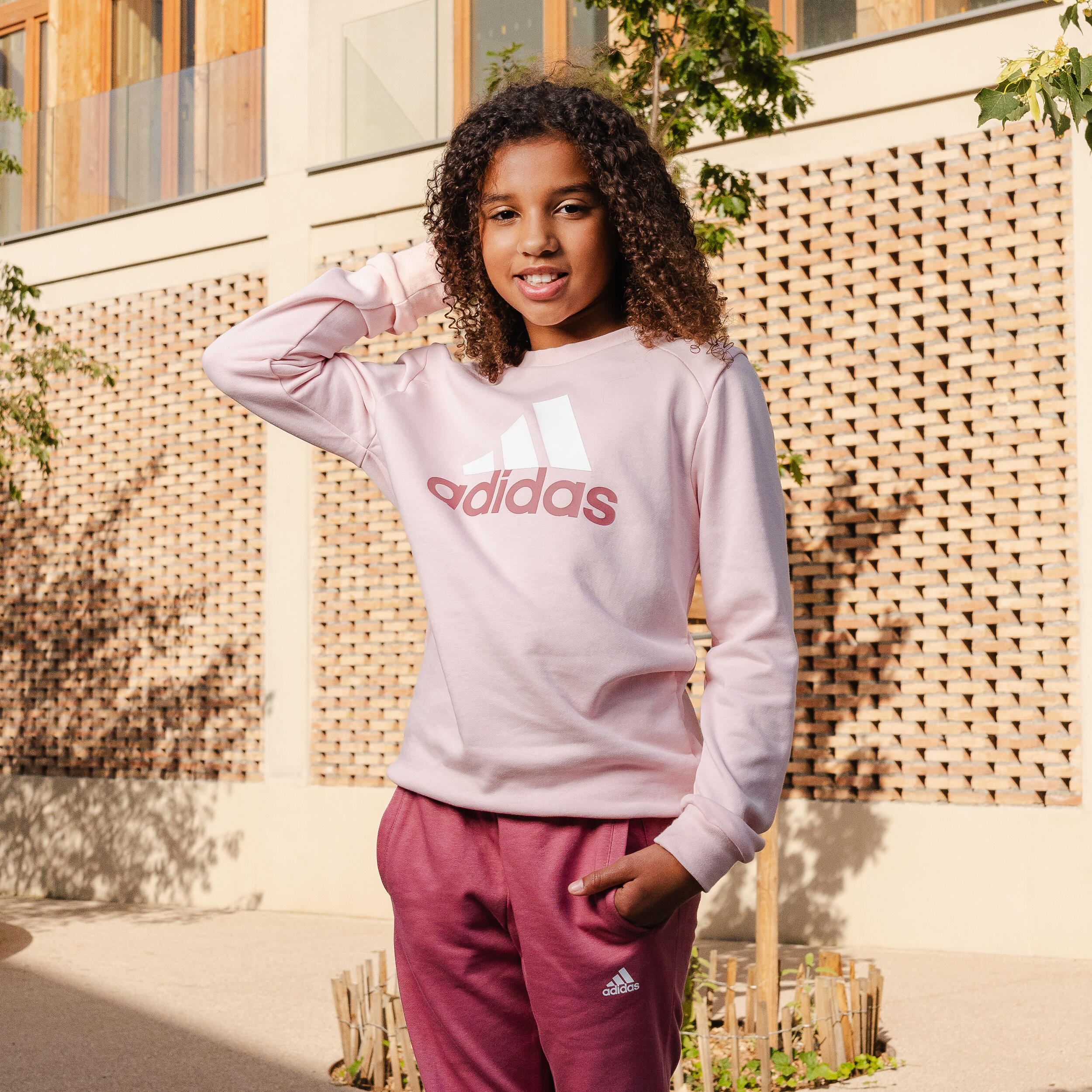 Survêtement imprimé logo Adidas fille - rose 8/11