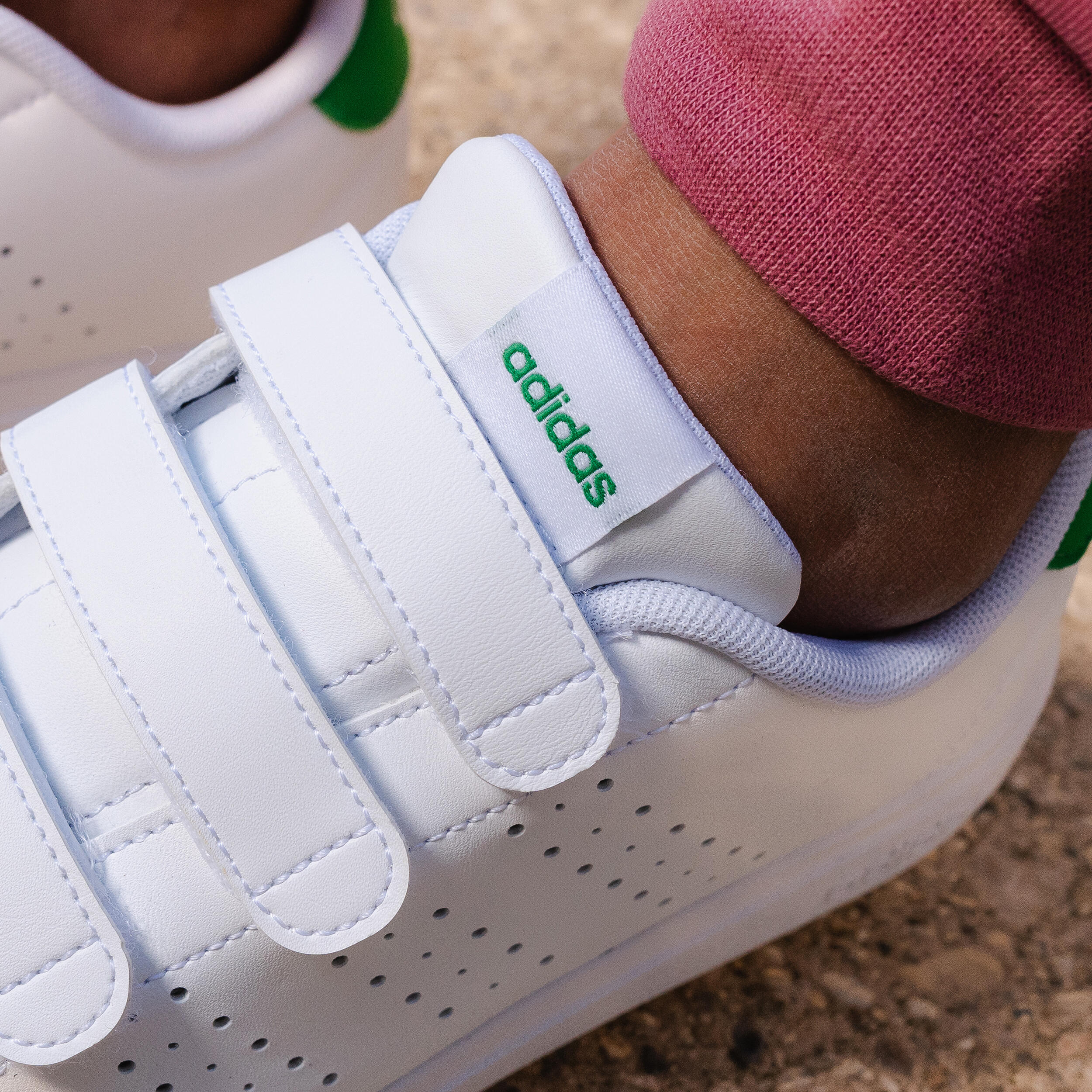 Scarpe da ginnastica ADIDAS bambino ADVANTAGE con strap bianco-verde 9/13