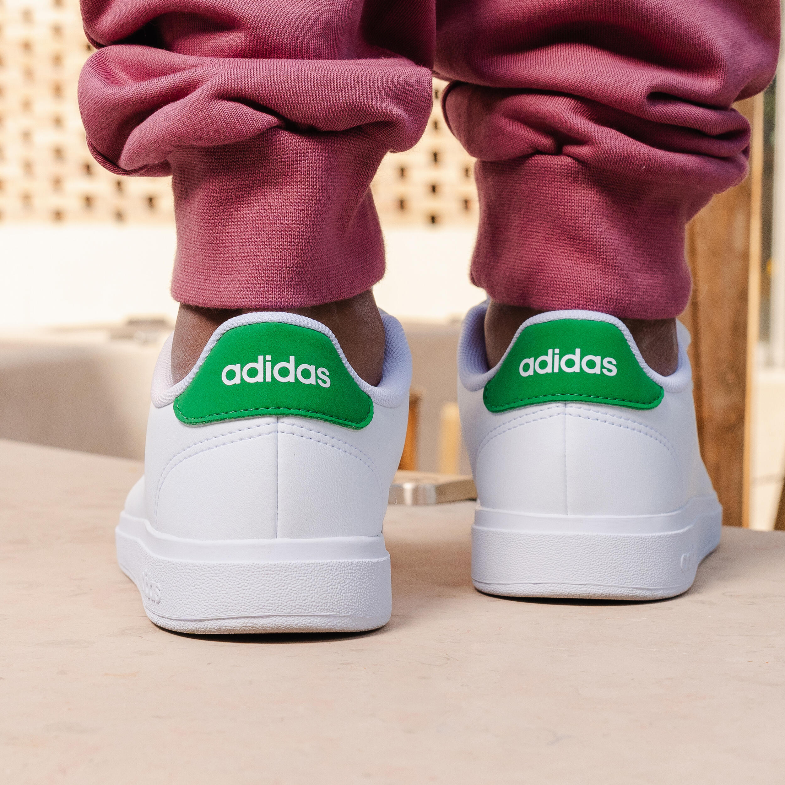 Chaussure adidas ADVANTAGE scratch enfant blanc et vert ADIDAS Decathlon