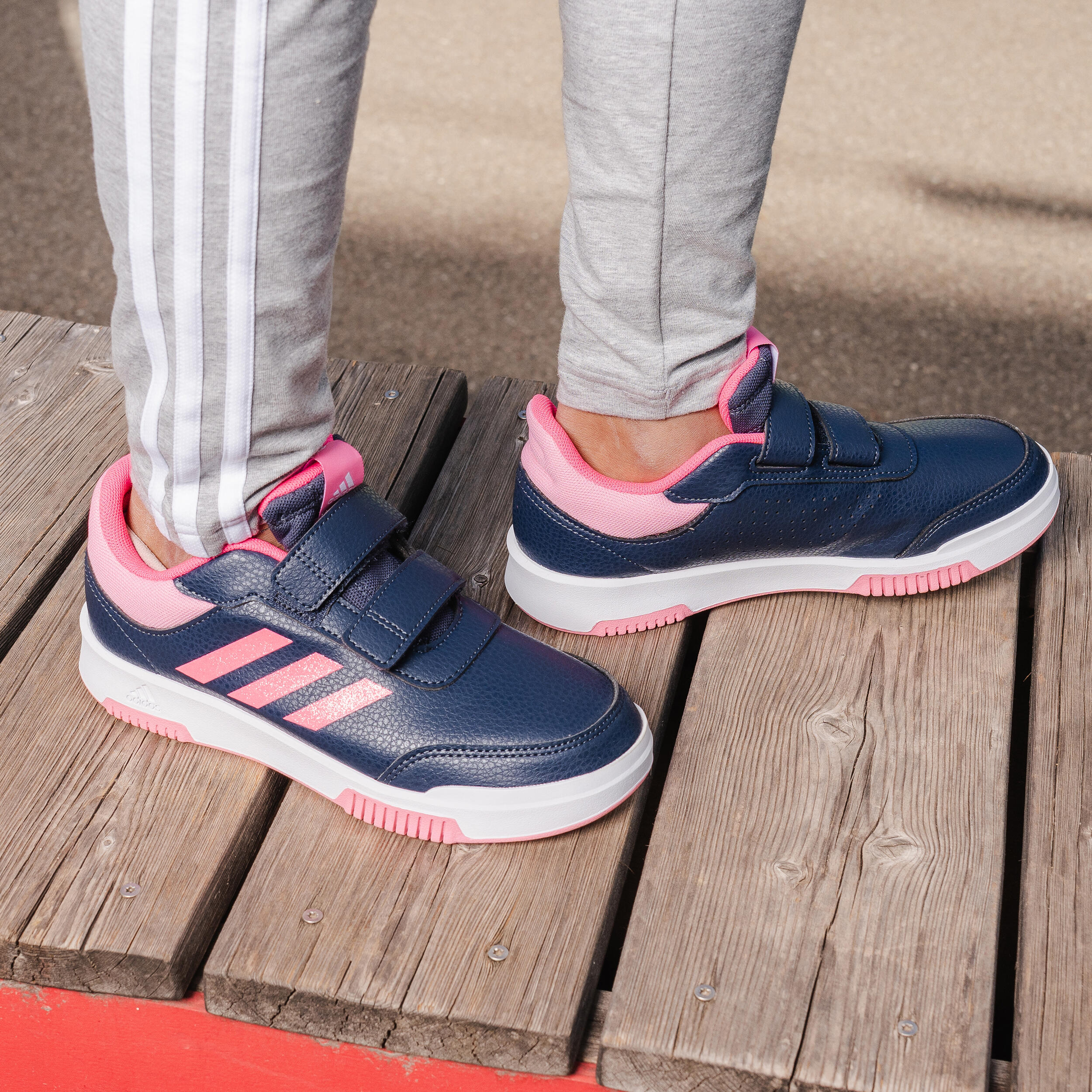 Adidas Turnschuhe Kinder Klettverschluss ‒ Tensaur blau/rosa  13/13