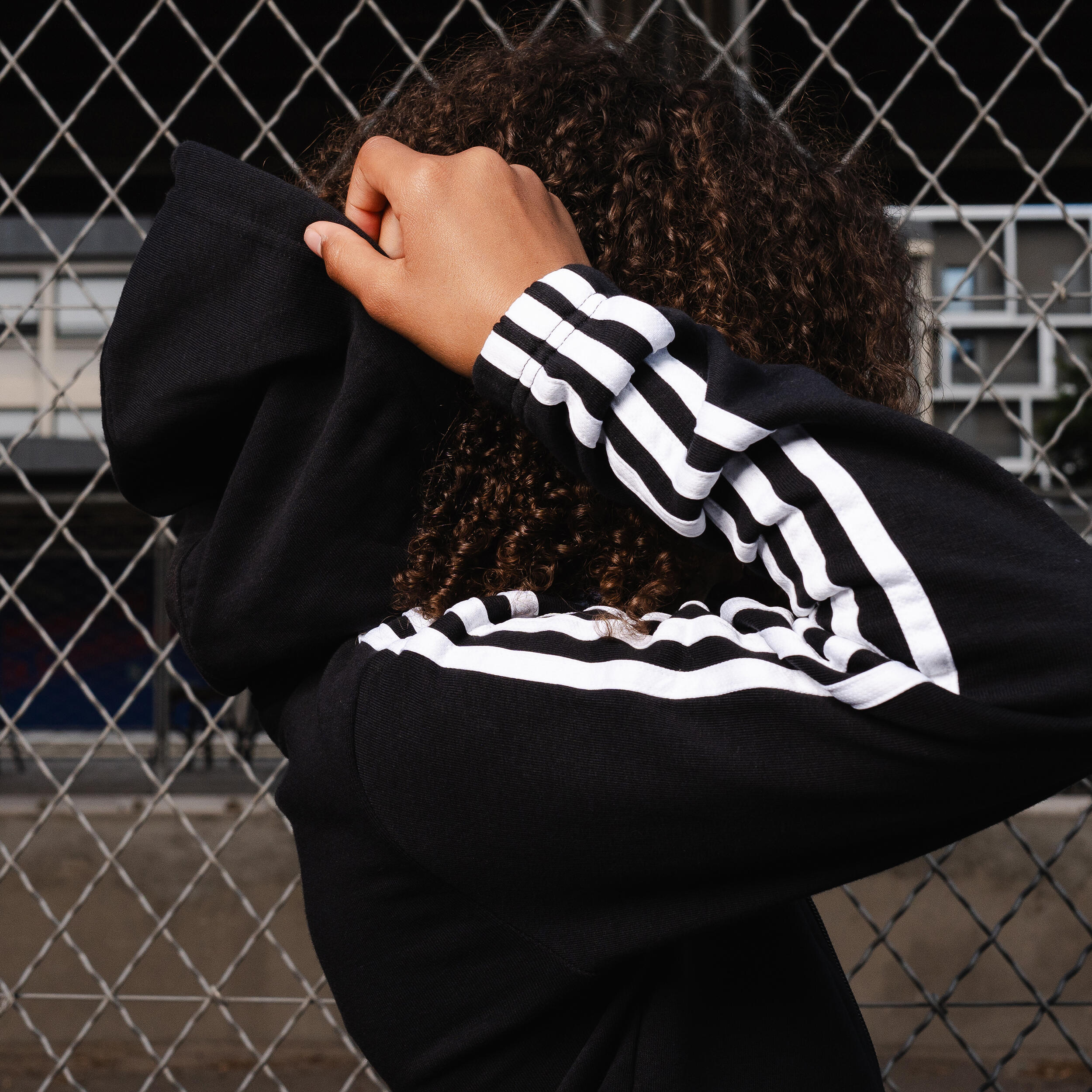 Sweat zippé 3 bandes Adidas fille - noir 10/10