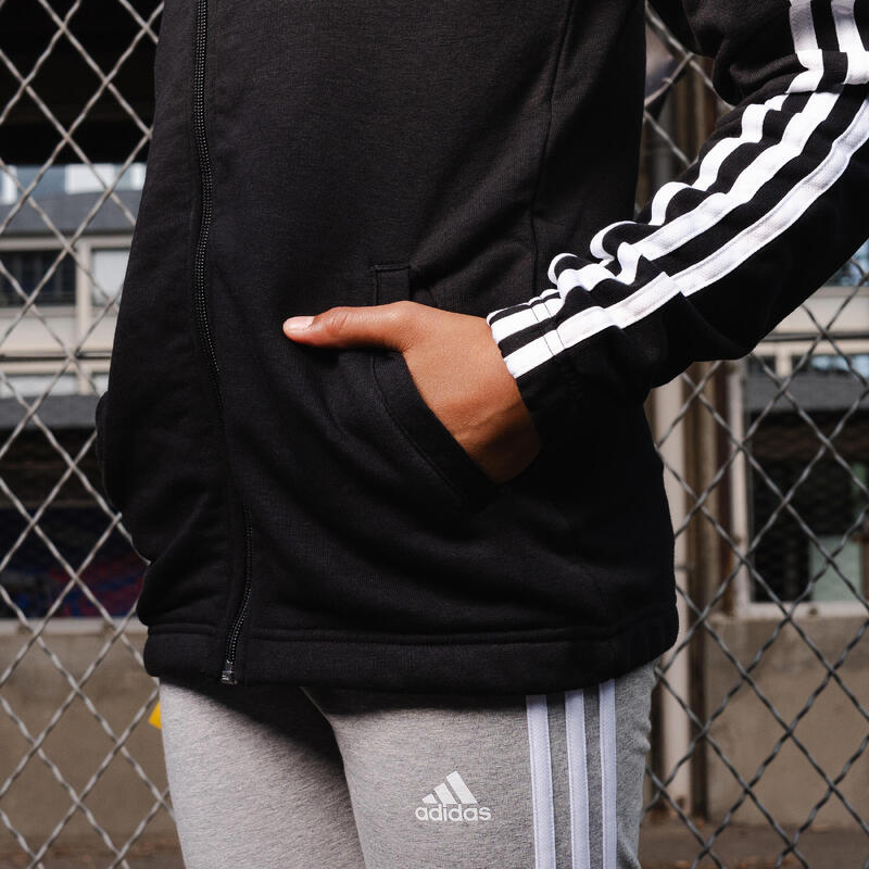 Sweat zippé 3 bandes Adidas fille - noir