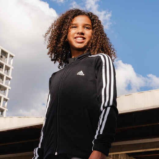 
      Girls' Zip-Up Sweatshirt Three Stripes - Black
  