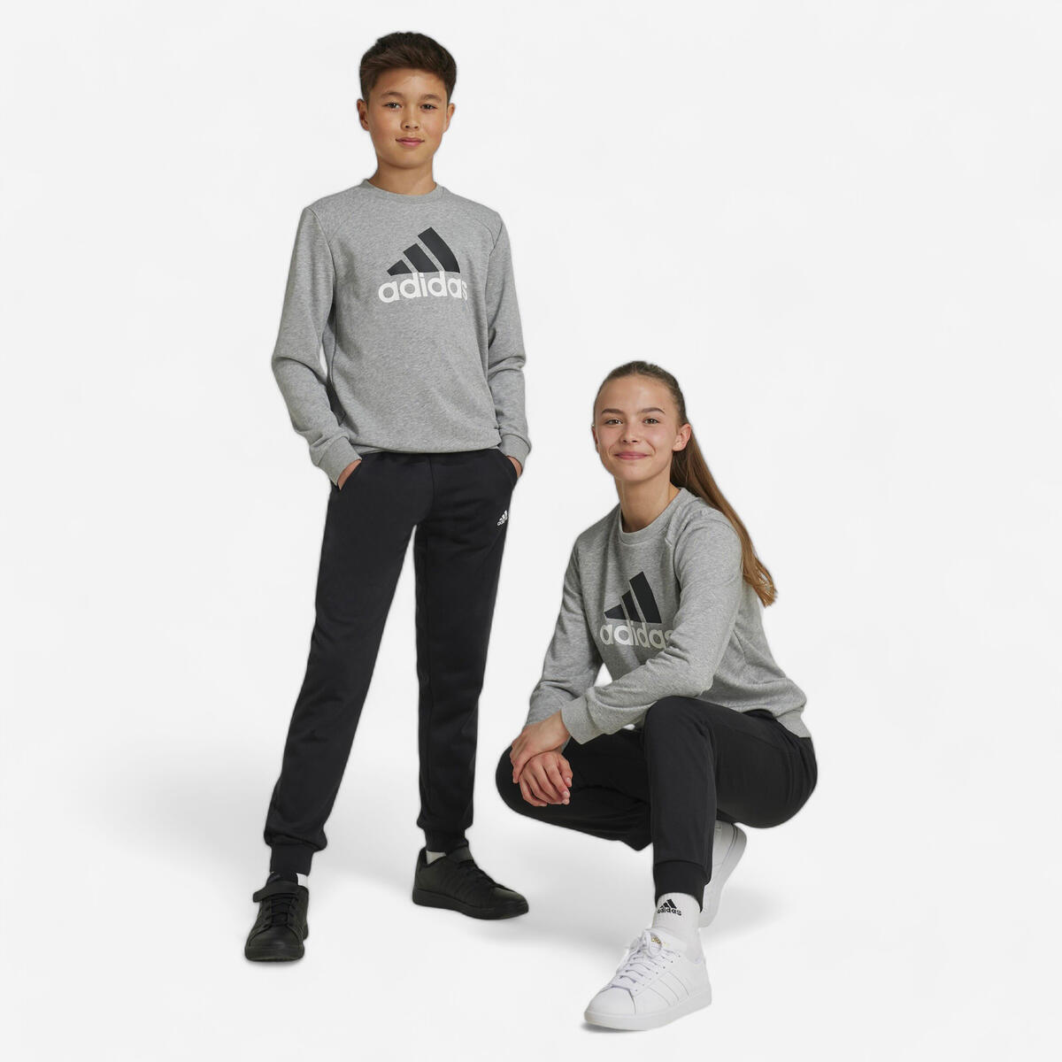 Survêtement imprimé logo Adidas enfant - gris et noir