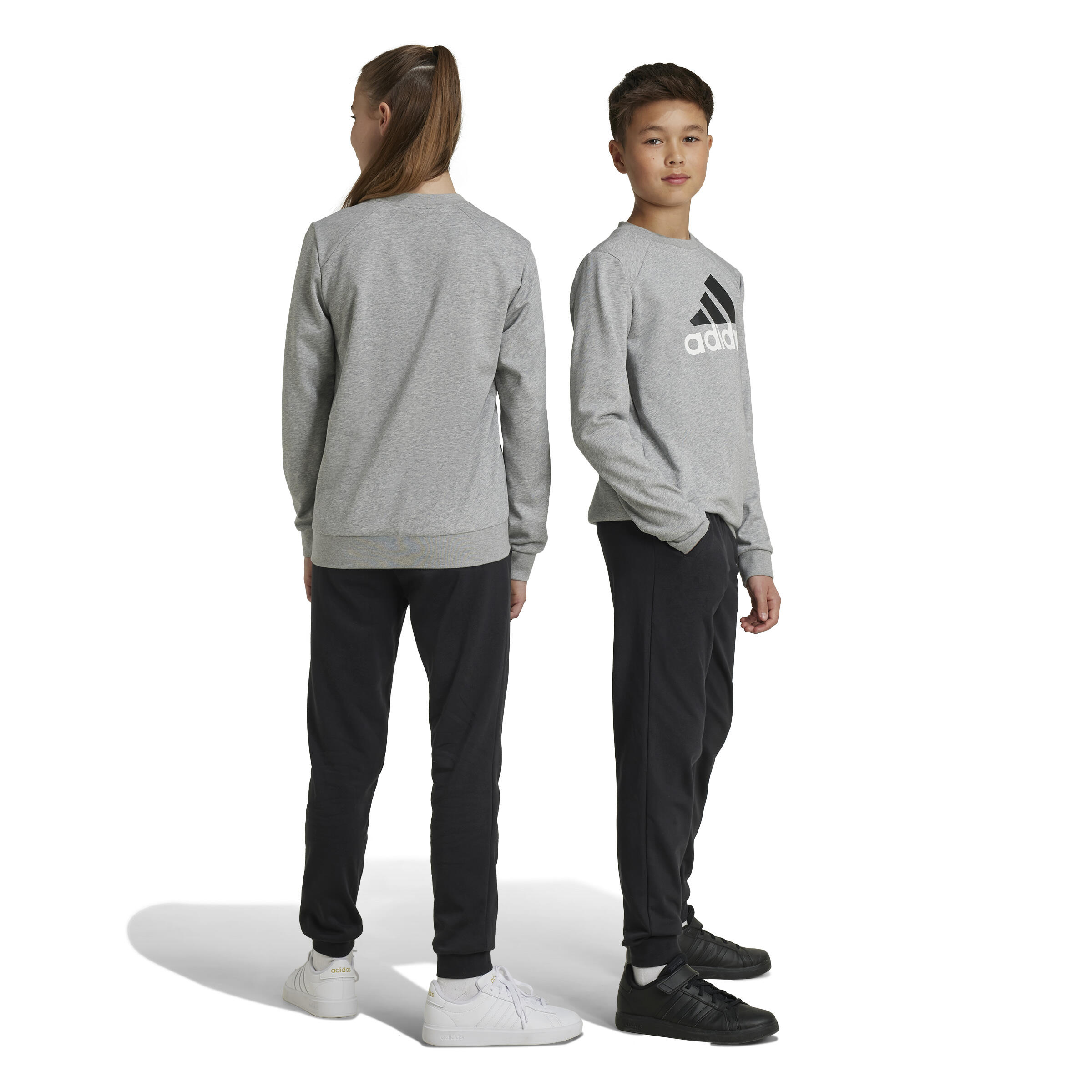 Survêtement imprimé logo Adidas enfant - gris et noir 2/11