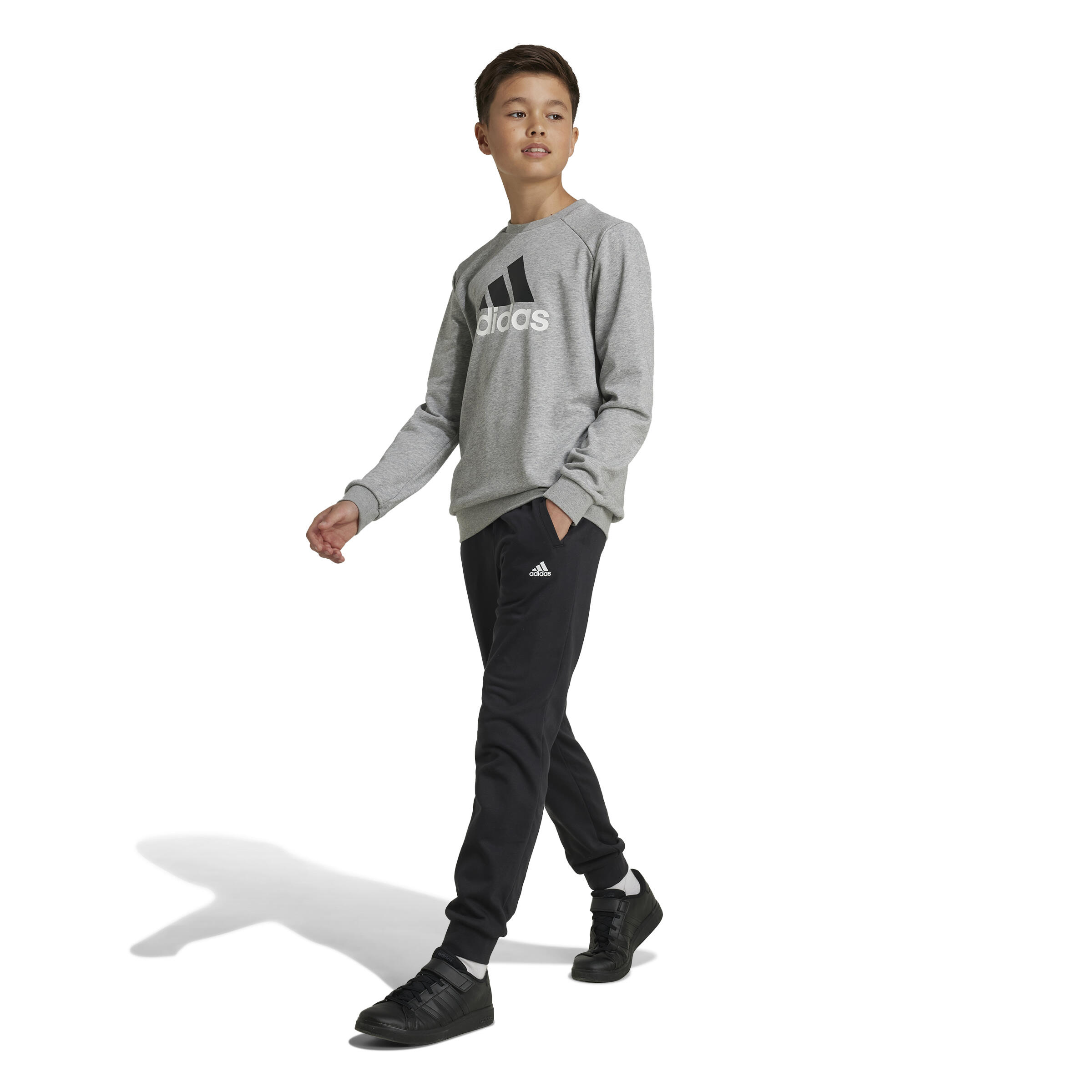 Survêtement imprimé logo Adidas enfant - gris et noir 4/11