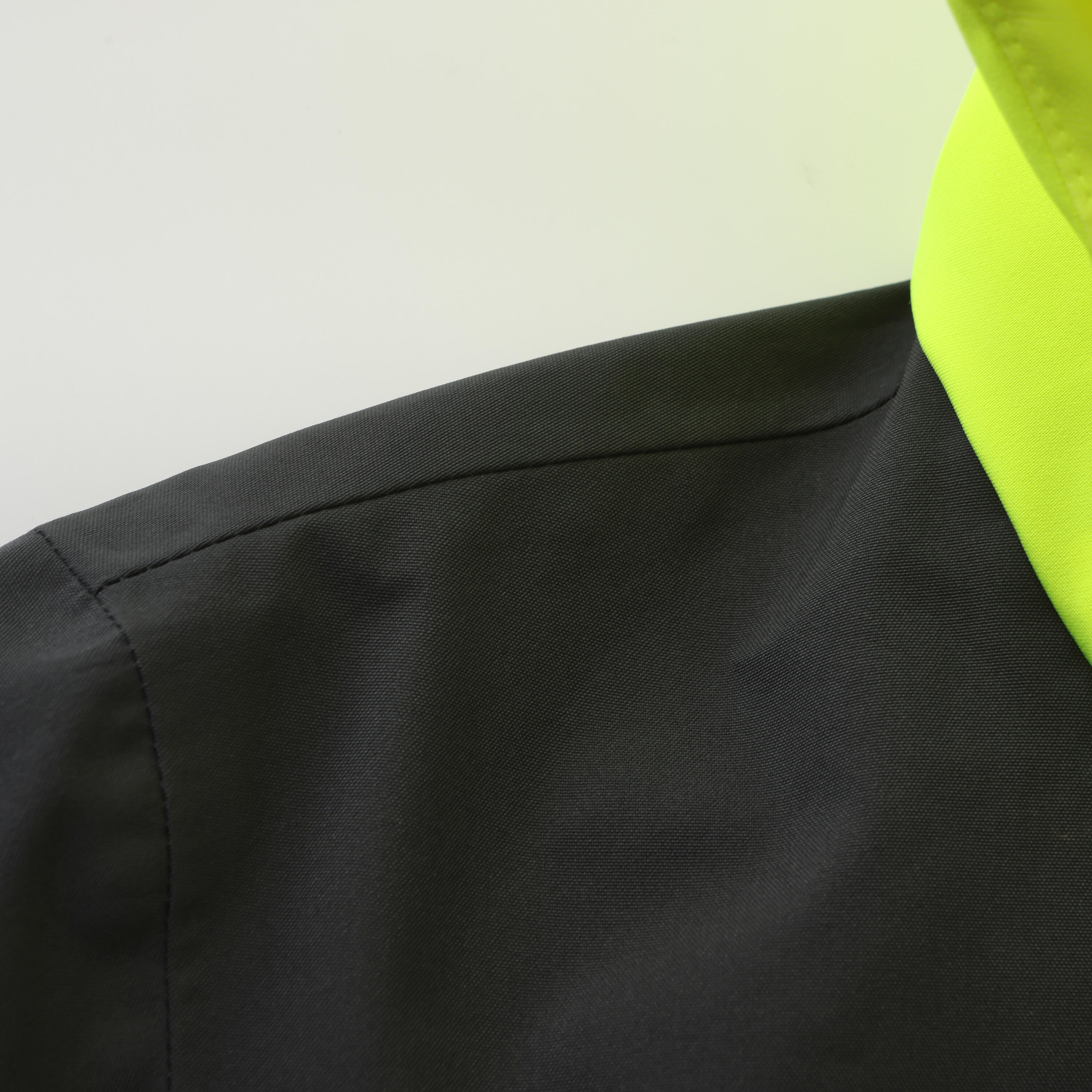 Veste imperméable coupe-vent de voile femme sailing 500 gris foncé capuche jaune 38/71