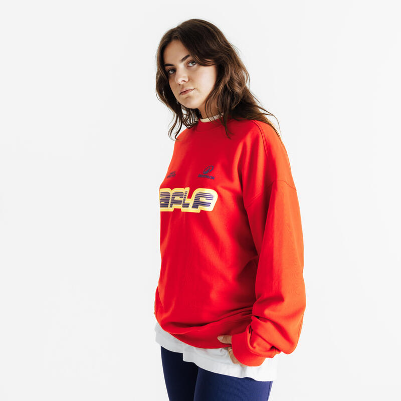 Sweat col rond oversize Decathlon AFLF mixte, rouge