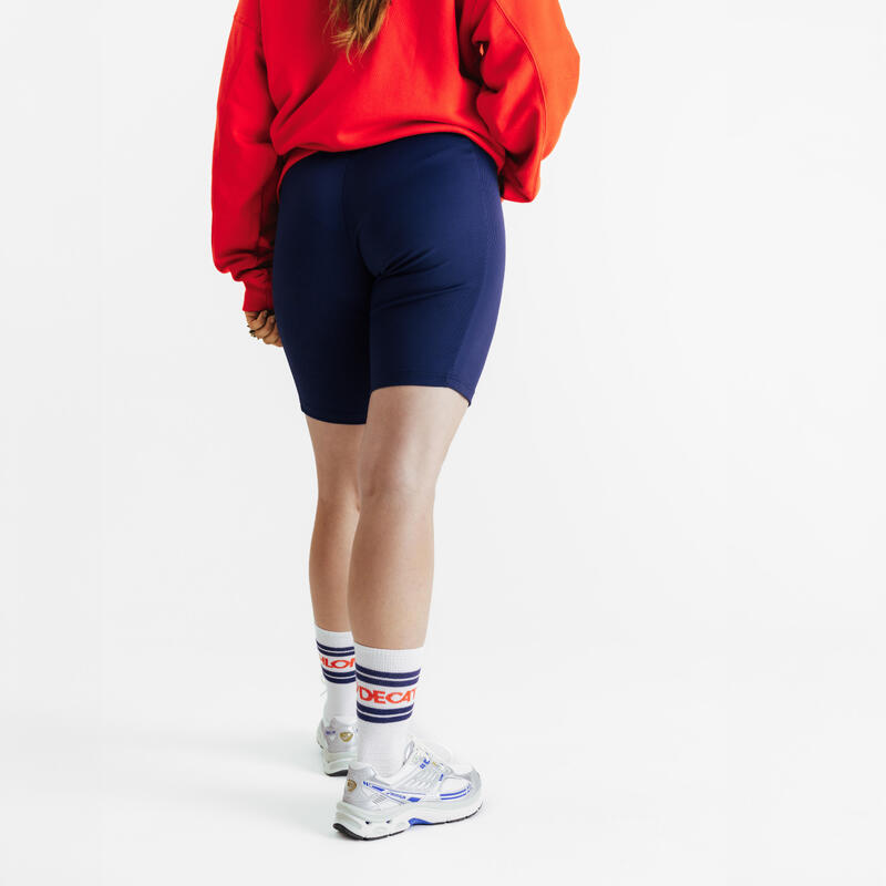 Pantaloncini ciclisti donna Decathlon AFLF azzurri