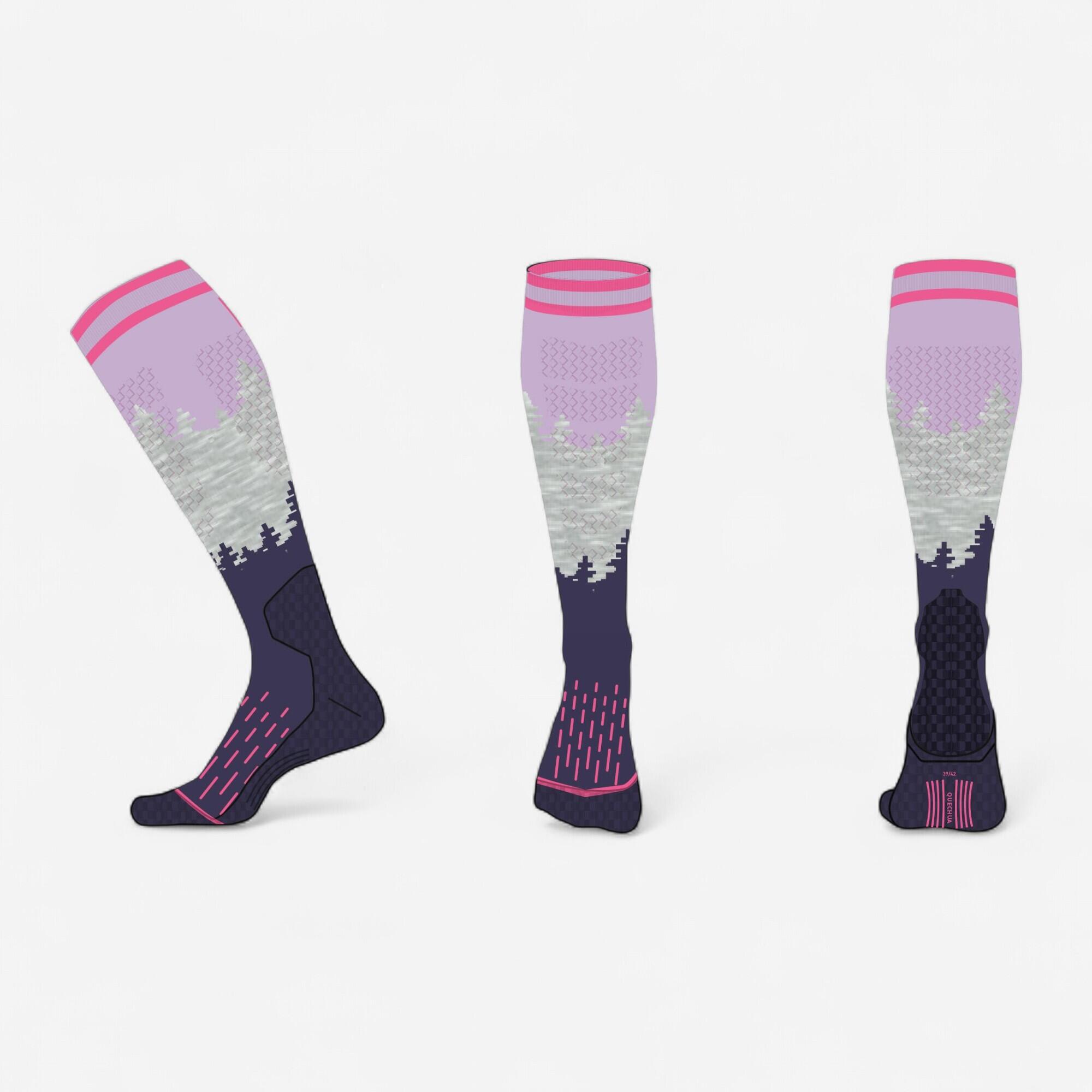 WEDZE Calze sci bambina 500 foresta viola