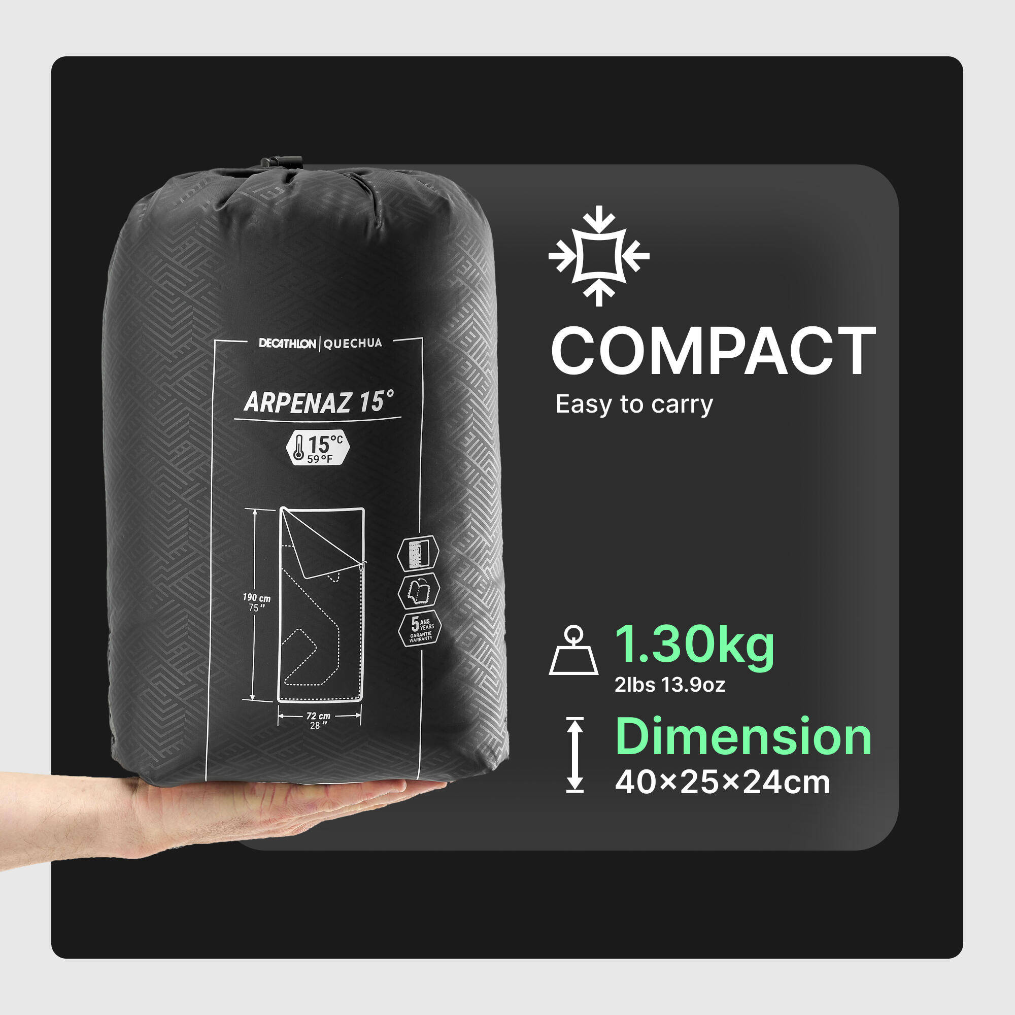 15°C camping sleeping bag Azpenaz -  5
