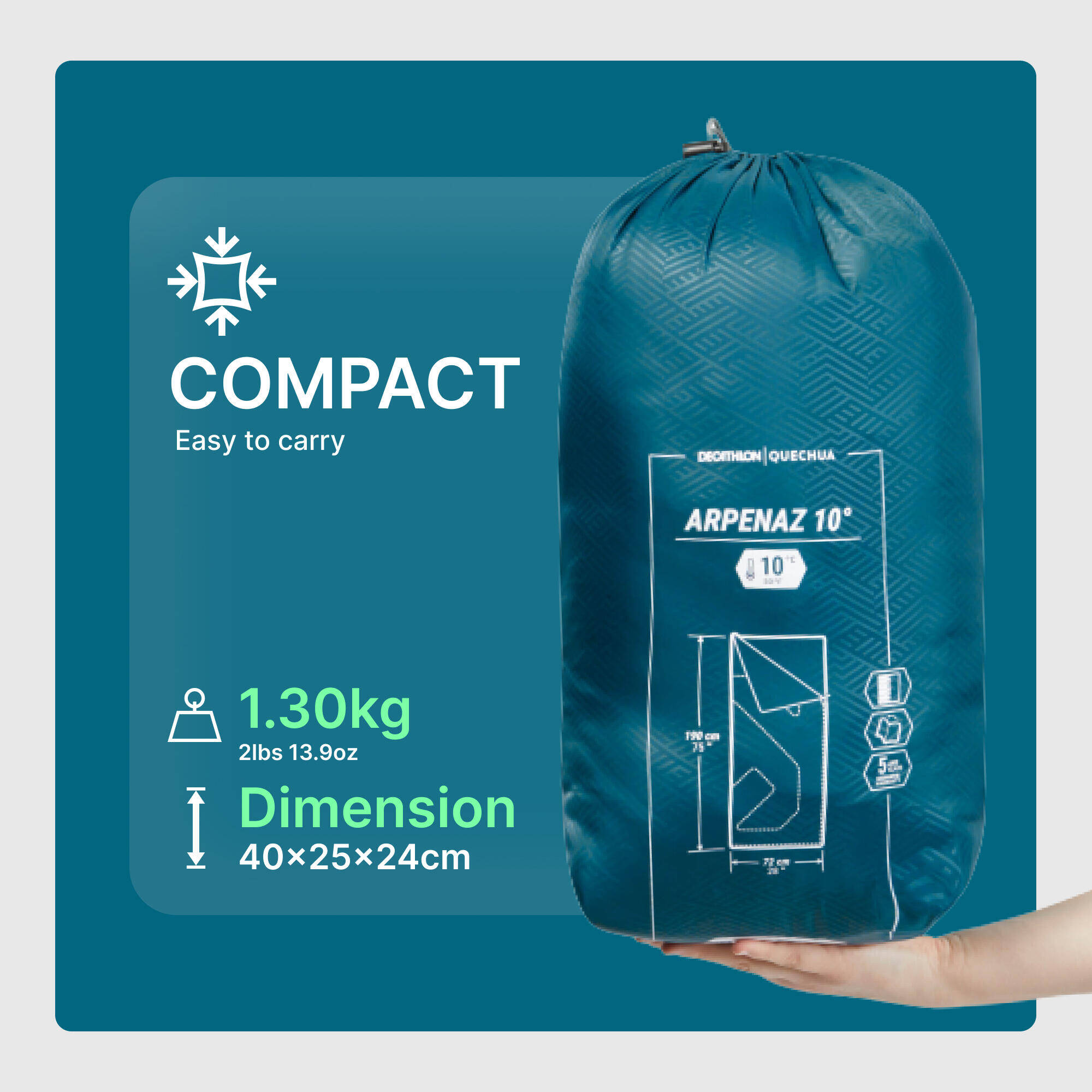 Camping Sleeping Bag Arpenaz 10° Dark Blue -  5