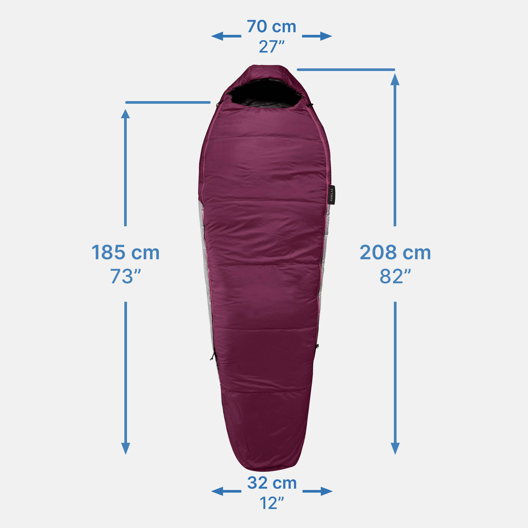 Sleeping Bag MT500 5°C  - Burgundy -  2